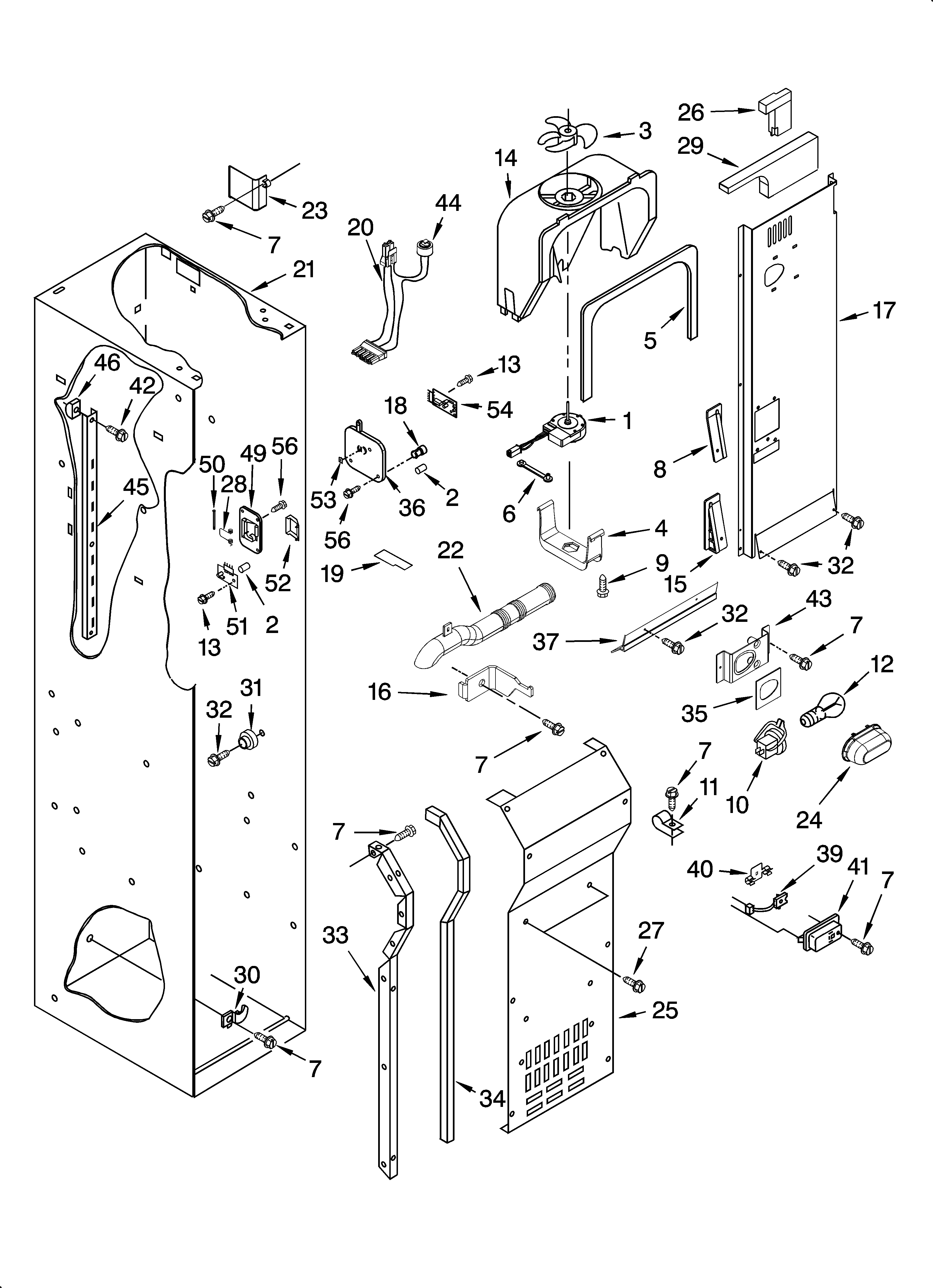 Freezer liner and air flow parts