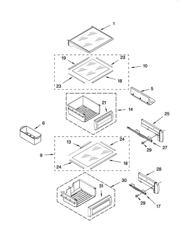 Refrigerator shelf parts