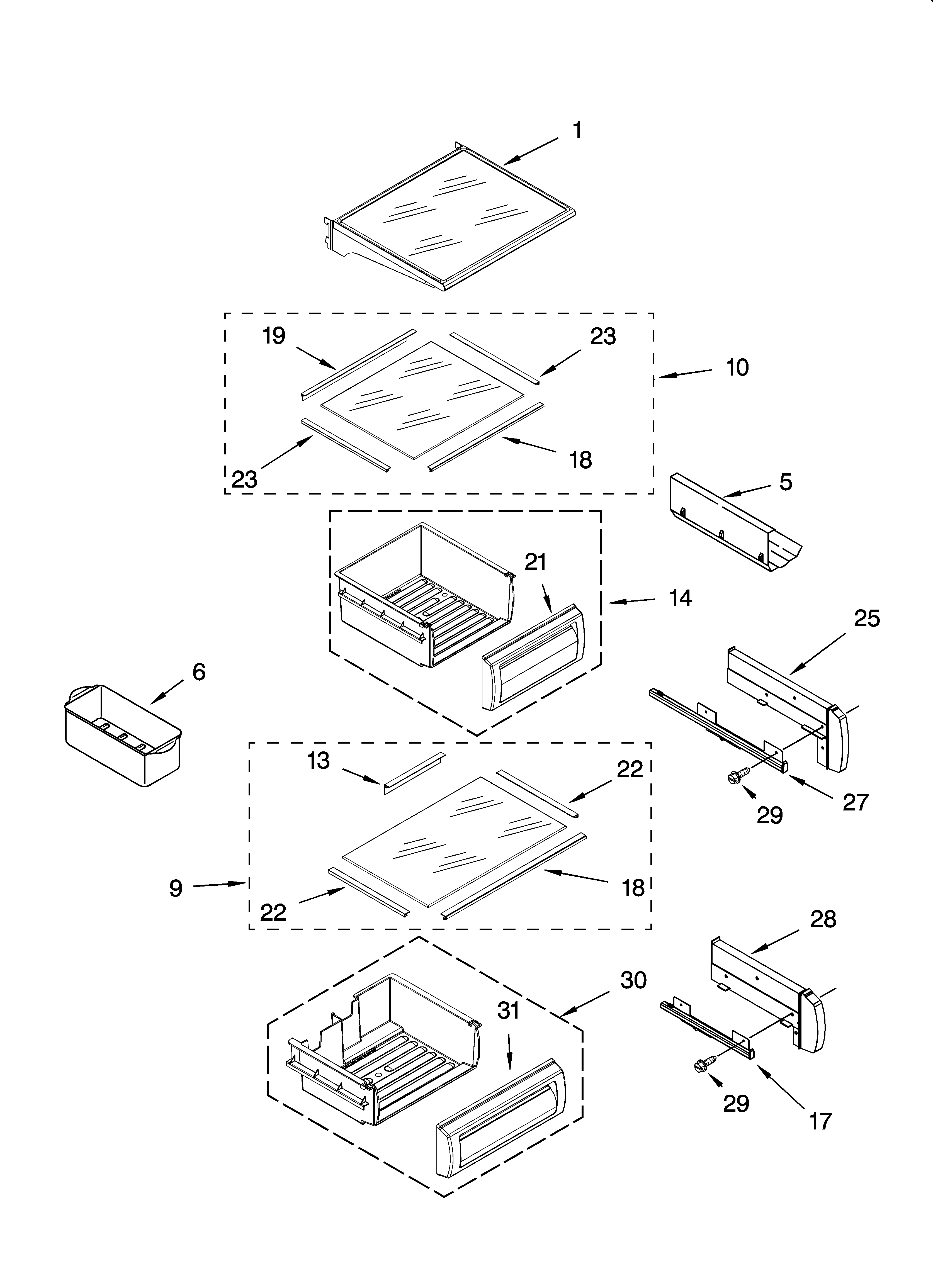 Refrigerator shelf parts
