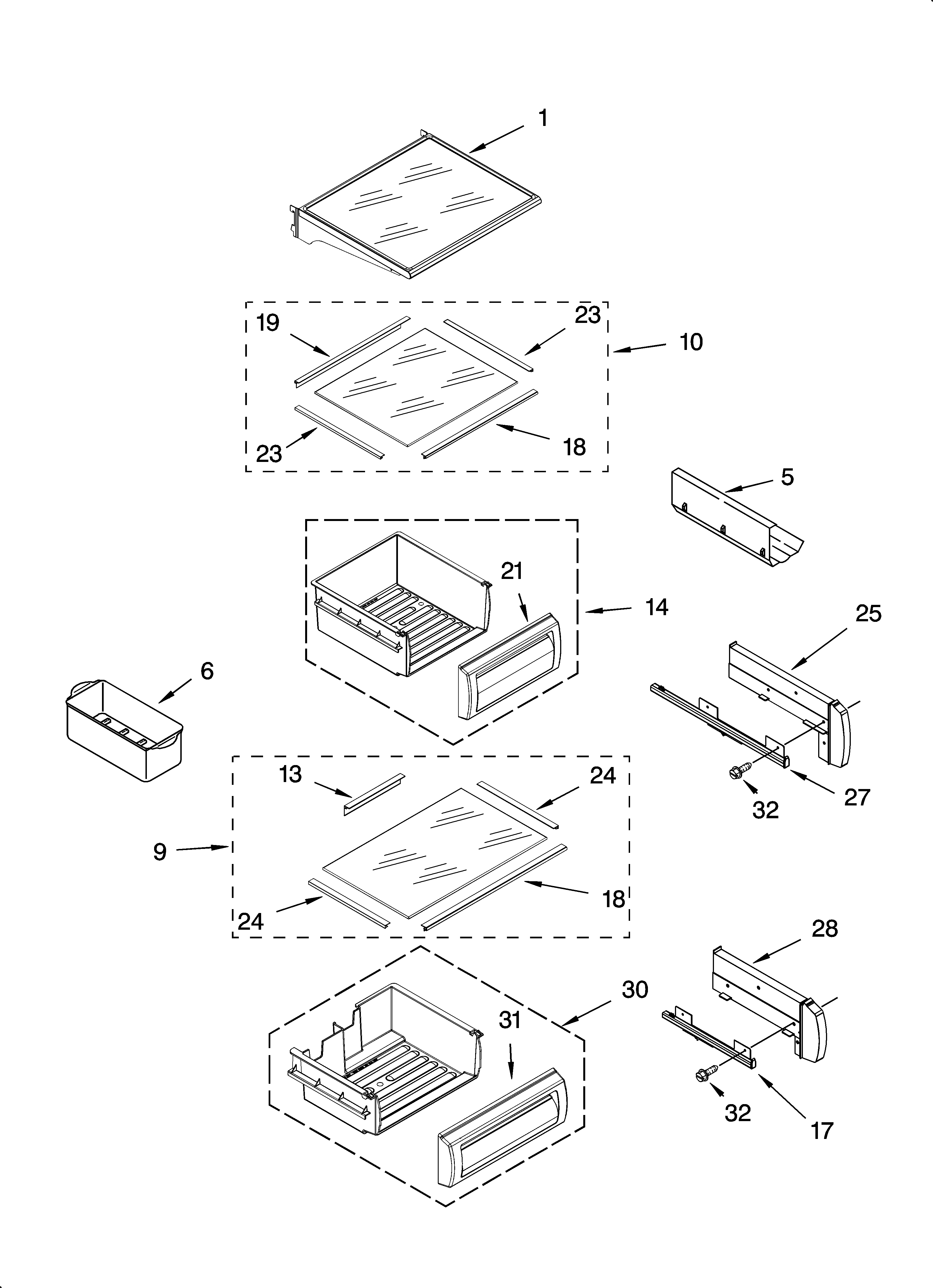 Refrigerator shelf parts