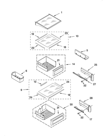 Refrigerator shelf parts