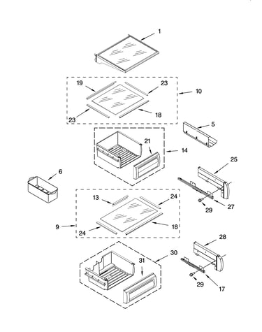 Refrigerator shelf parts