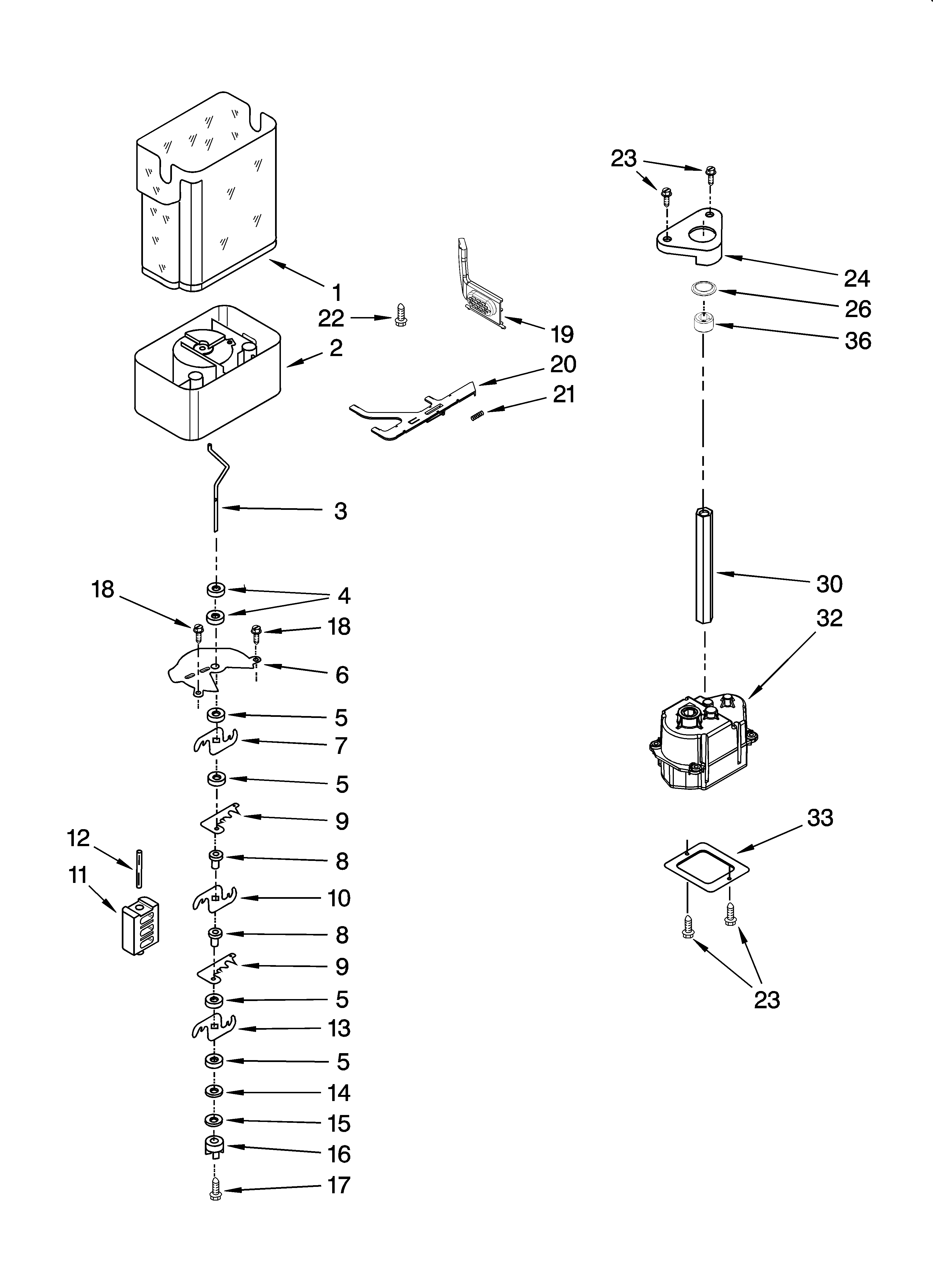 MOTOR AND ICE CONTAINER PARTS