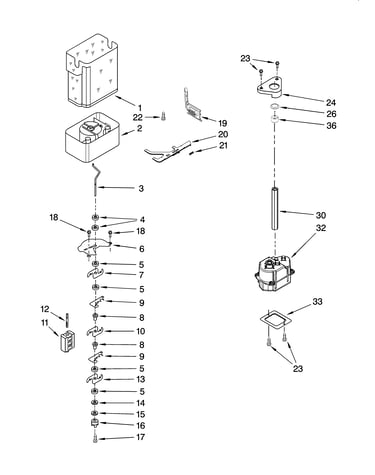 Motor and ice container parts