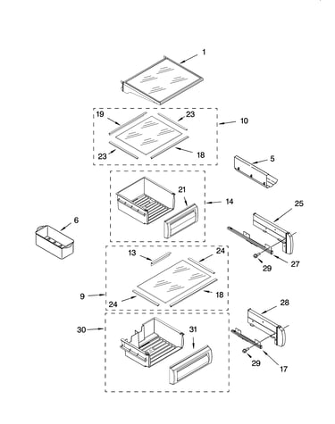 Refrigerator shelf parts