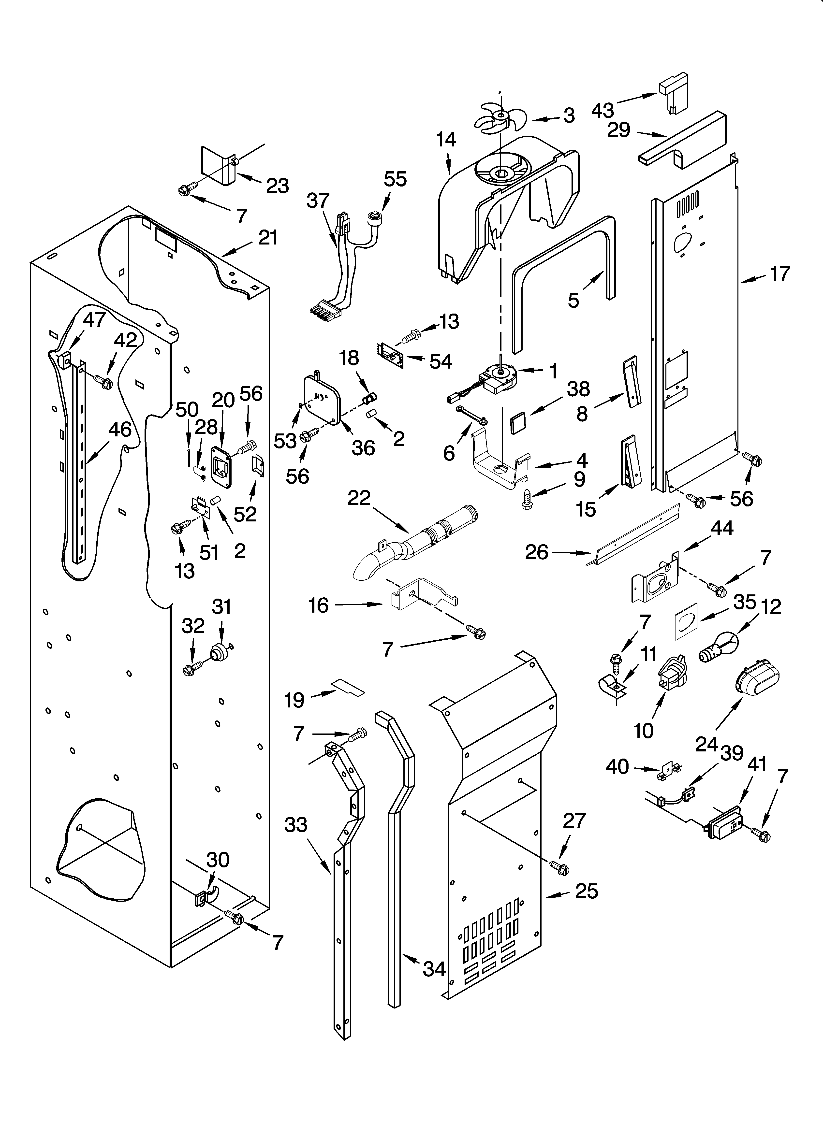 Freezer liner and air flow parts