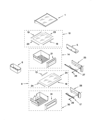 Refrigerator shelf parts