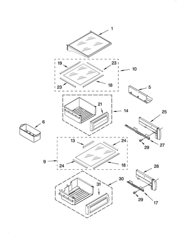 Refrigerator shelf parts