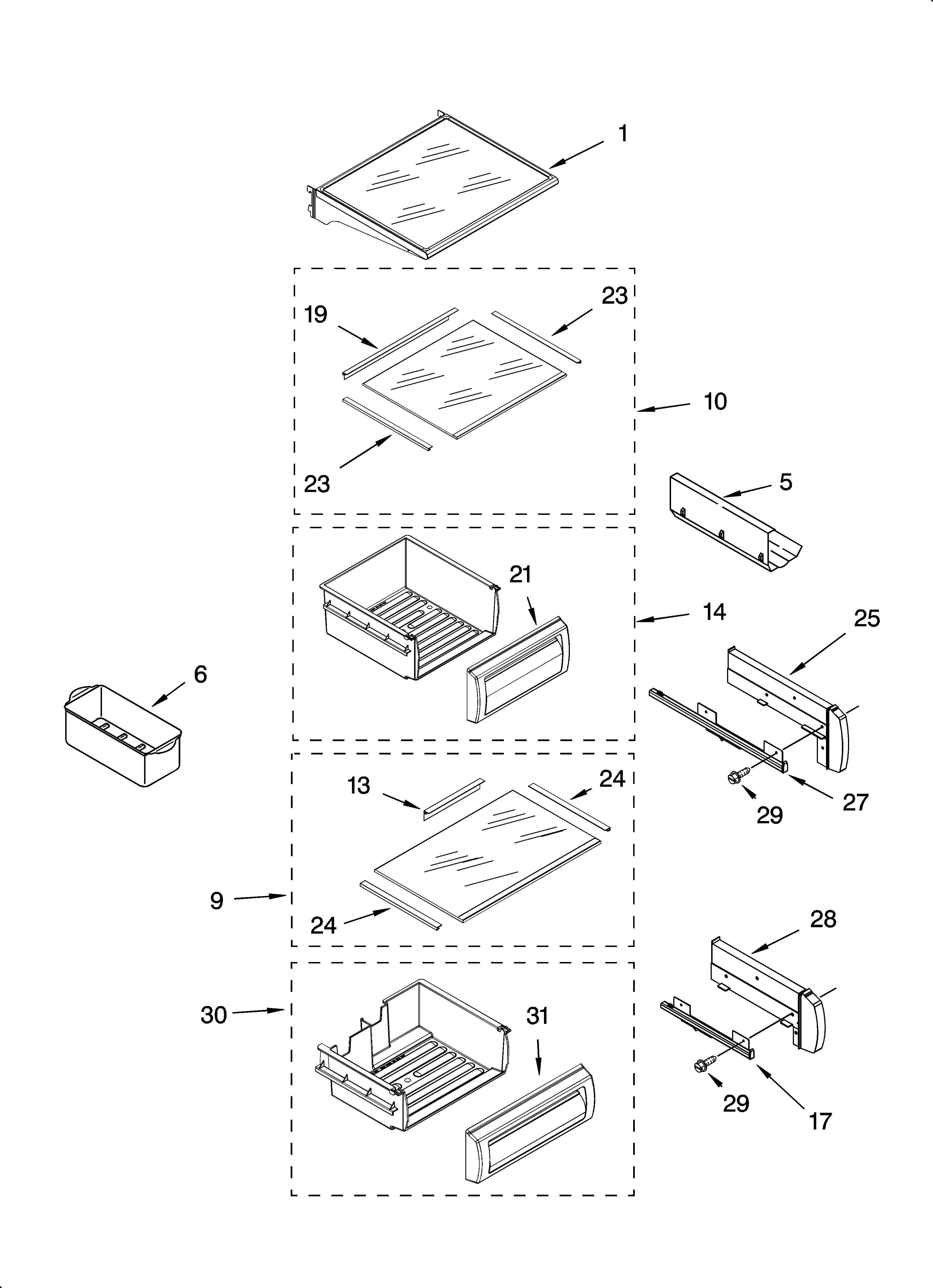 Refrigerator shelf parts