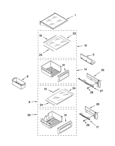 Refrigerator shelf parts