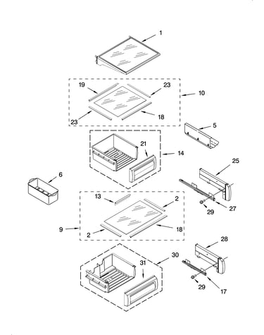 Refrigerator shelf parts