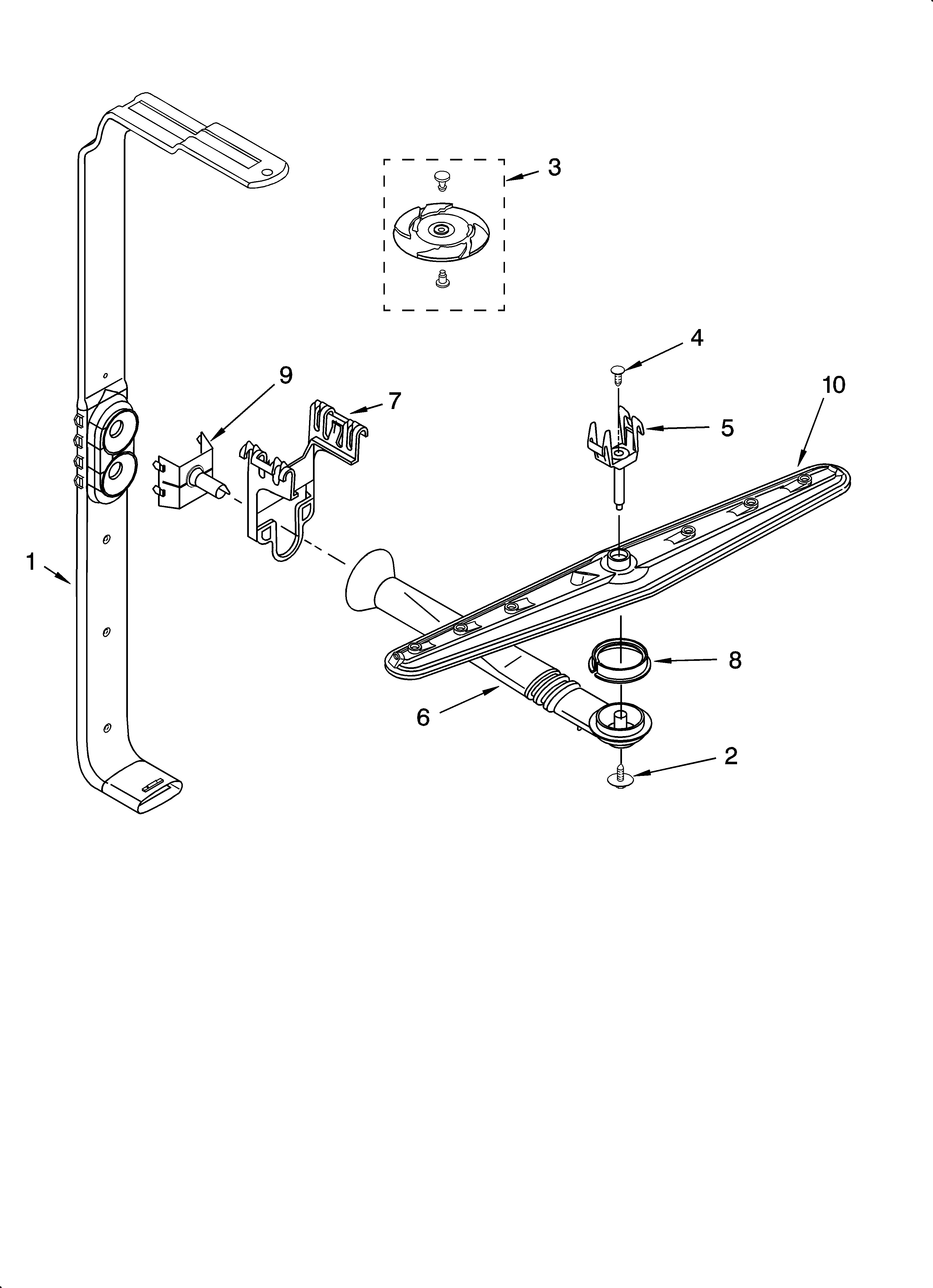 Upper wash and rinse parts