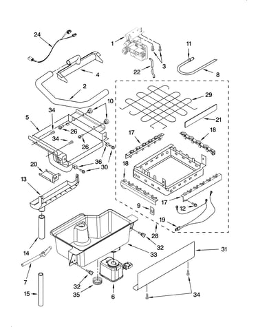 Evaporator, ice cutter grid and water parts