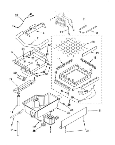 Evaporator, ice cutter grid and water parts