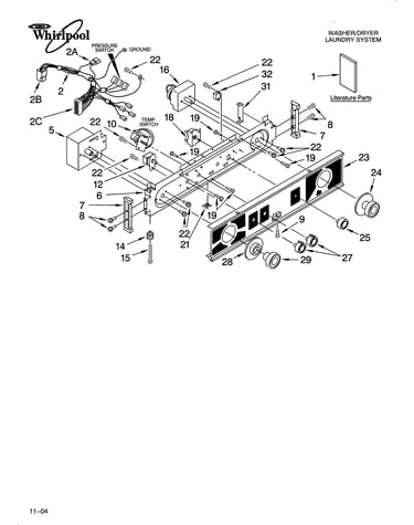 Washer/dryer control panel parts