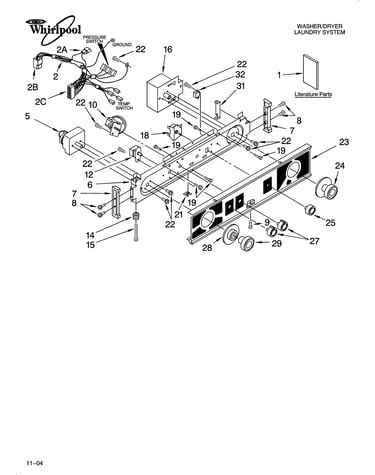 Washer/dryer control panel parts