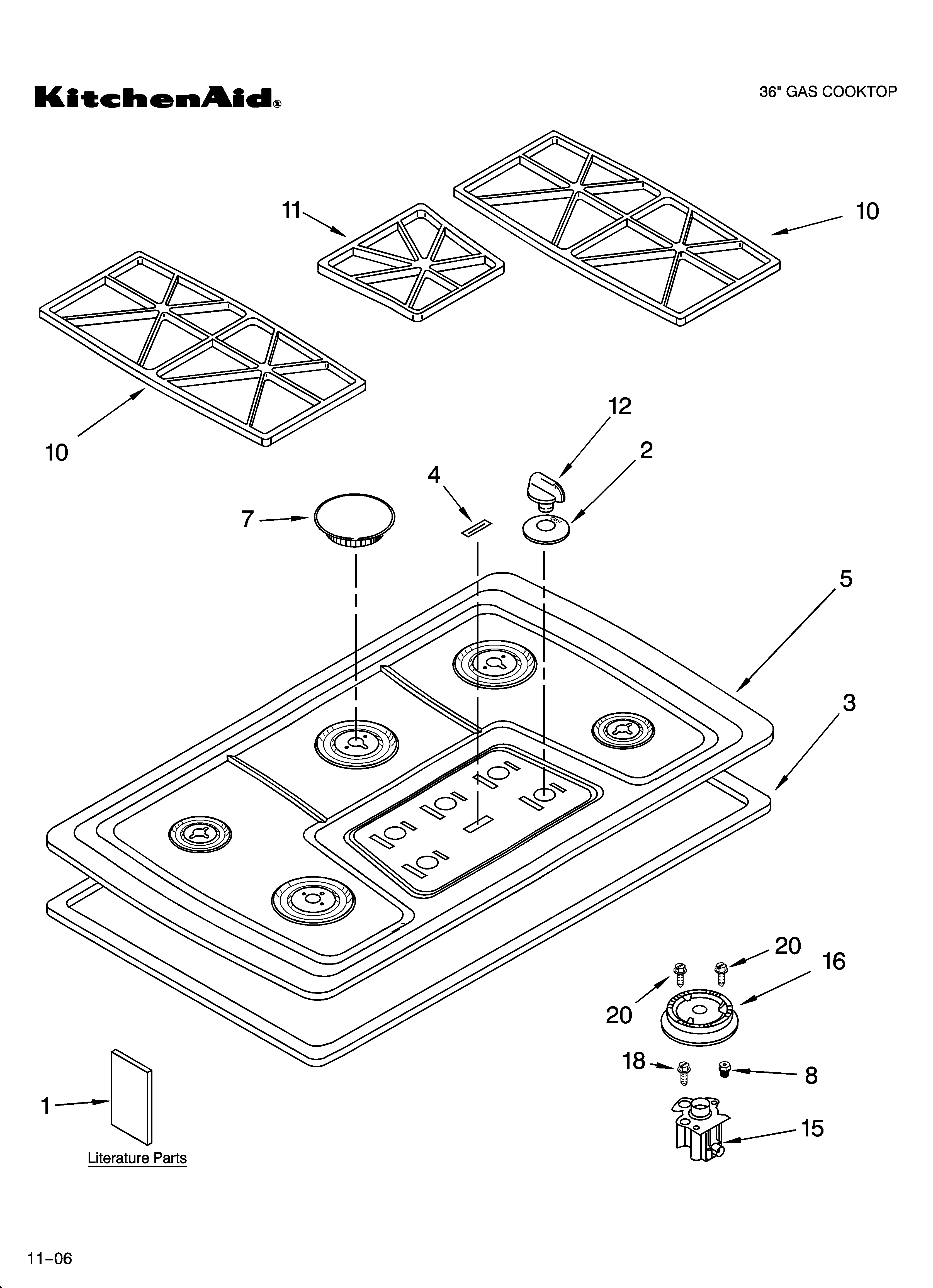 COOKTOP, BURNER AND GRATE PARTS