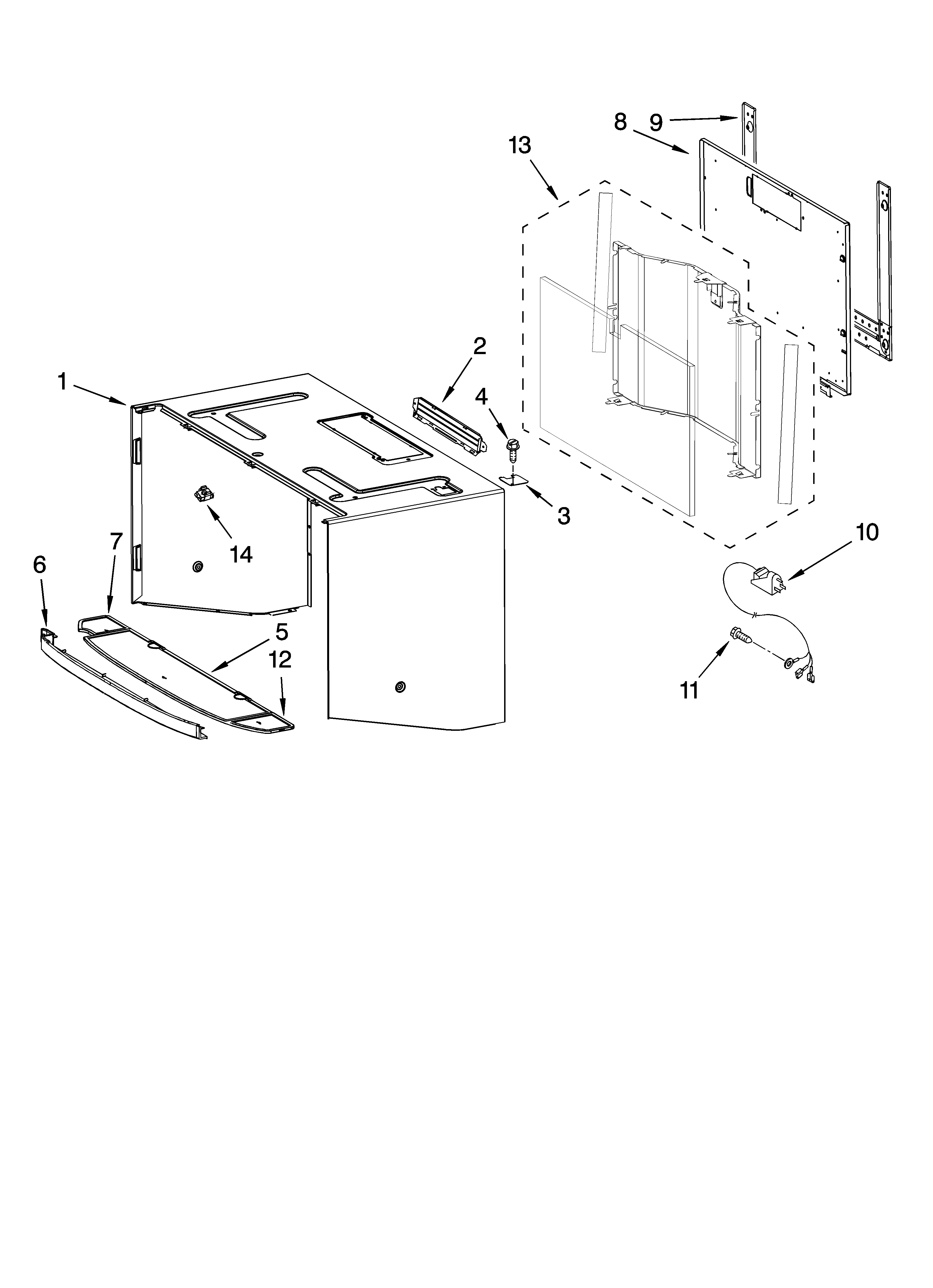 Cabinet and installation parts