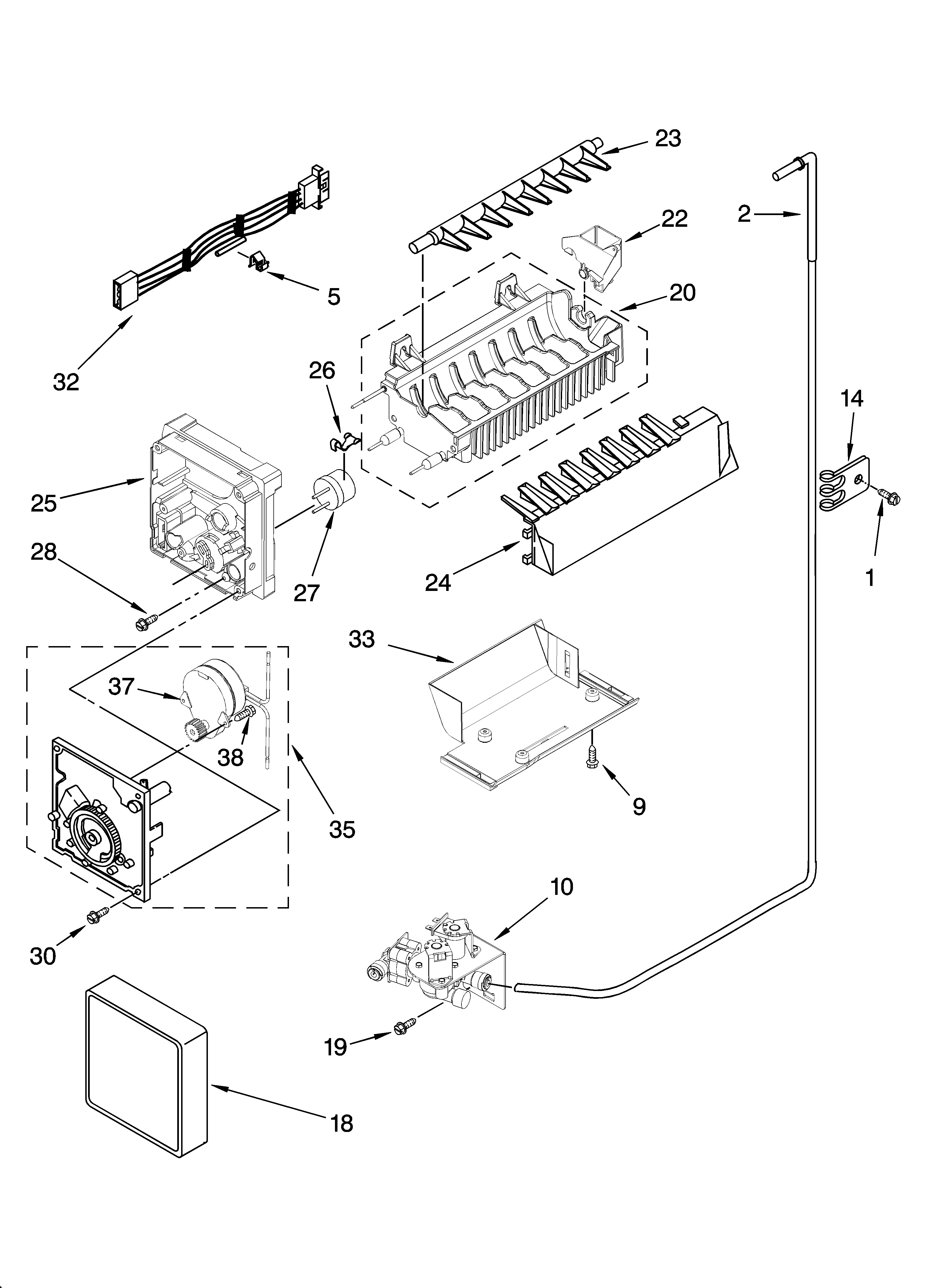 Icemaker parts, optional parts (not included)