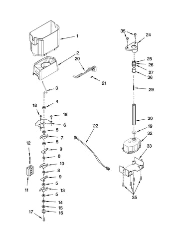 Motor and ice container parts