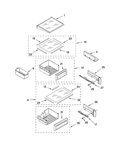 Refrigerator shelf parts