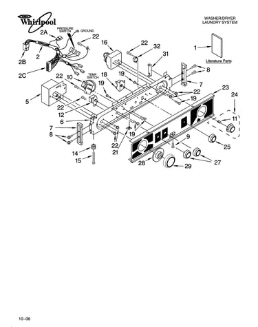 Washer/dryer control panel parts