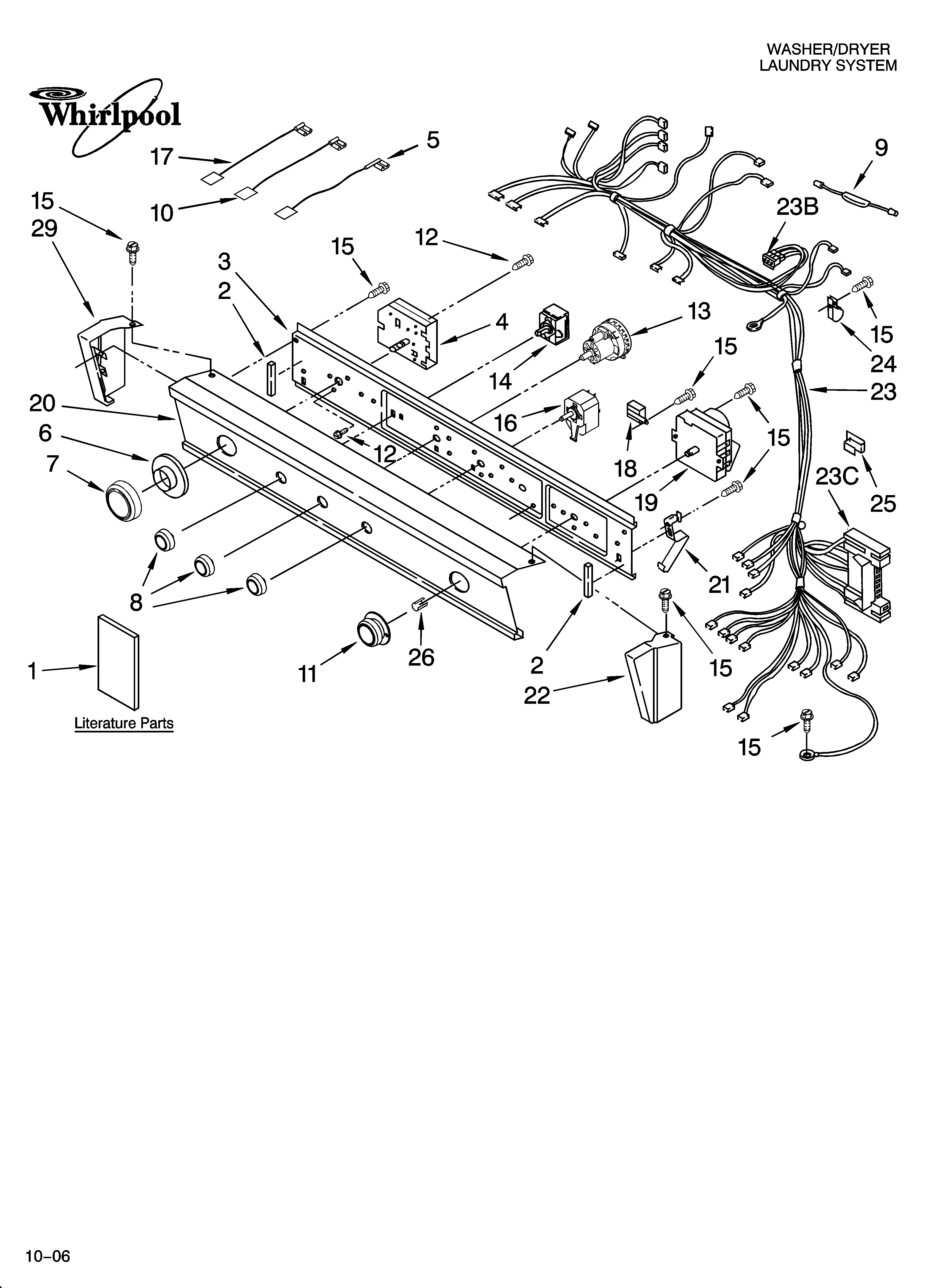 Washer/dryer control panel parts