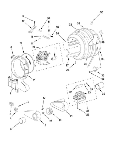 Drum and motor parts, optional parts (not included)