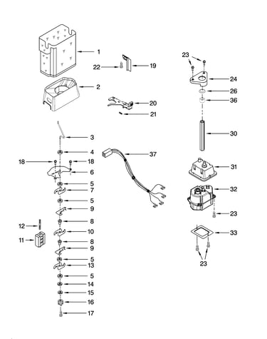 Motor and ice container parts