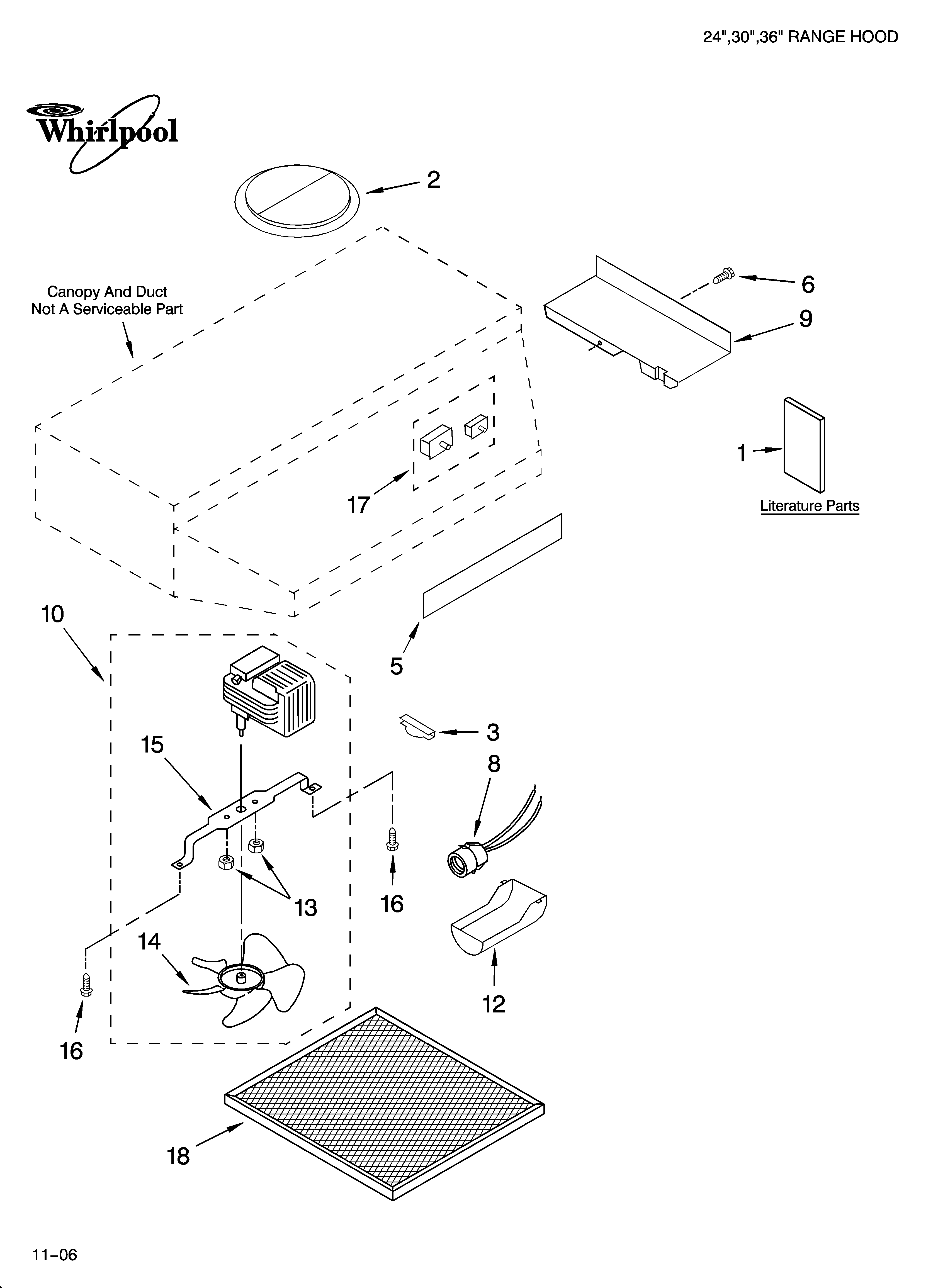 Range hood parts