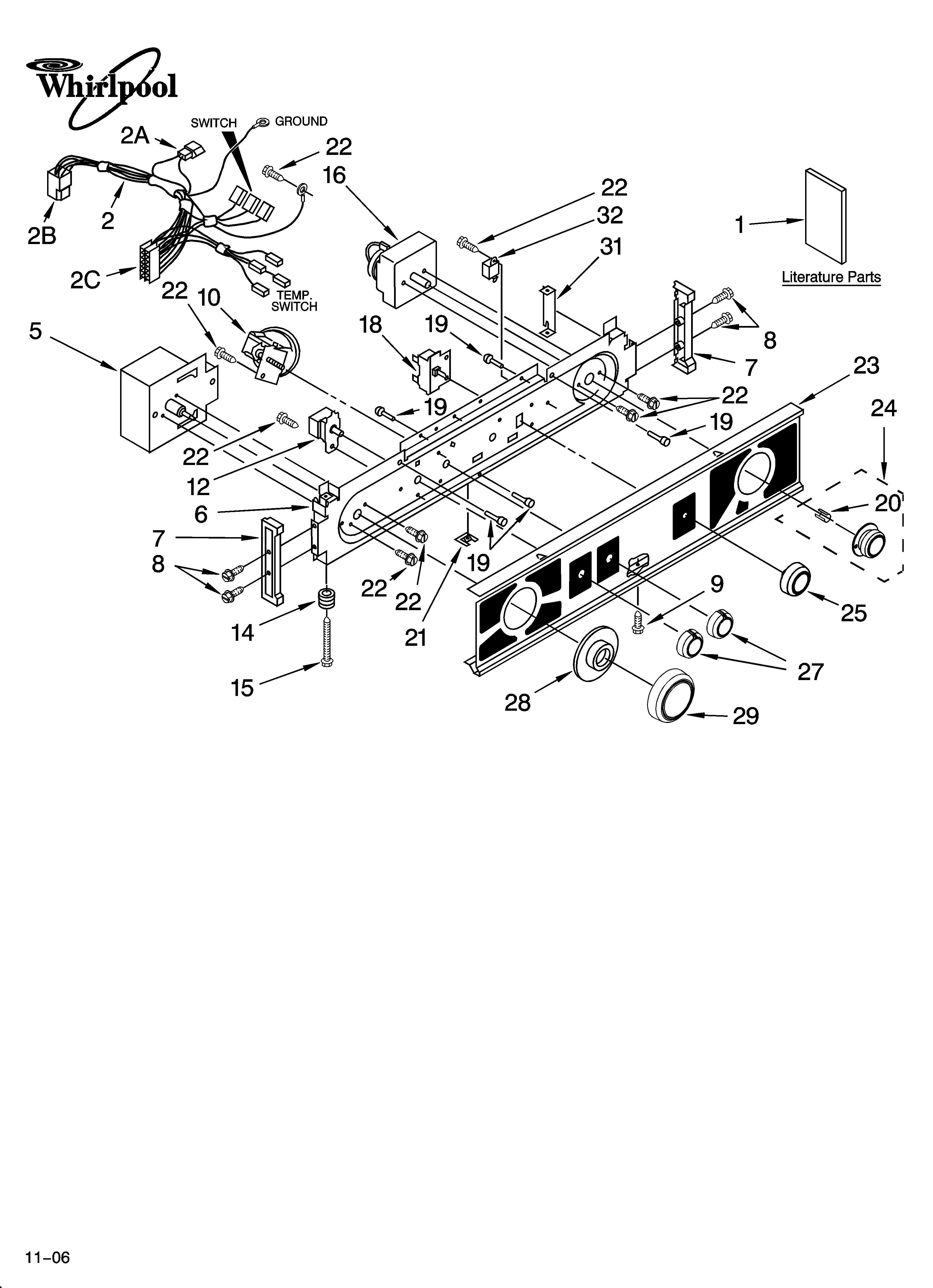 Washer/dryer control panel parts