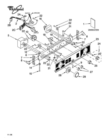 Washer/dryer control panel parts