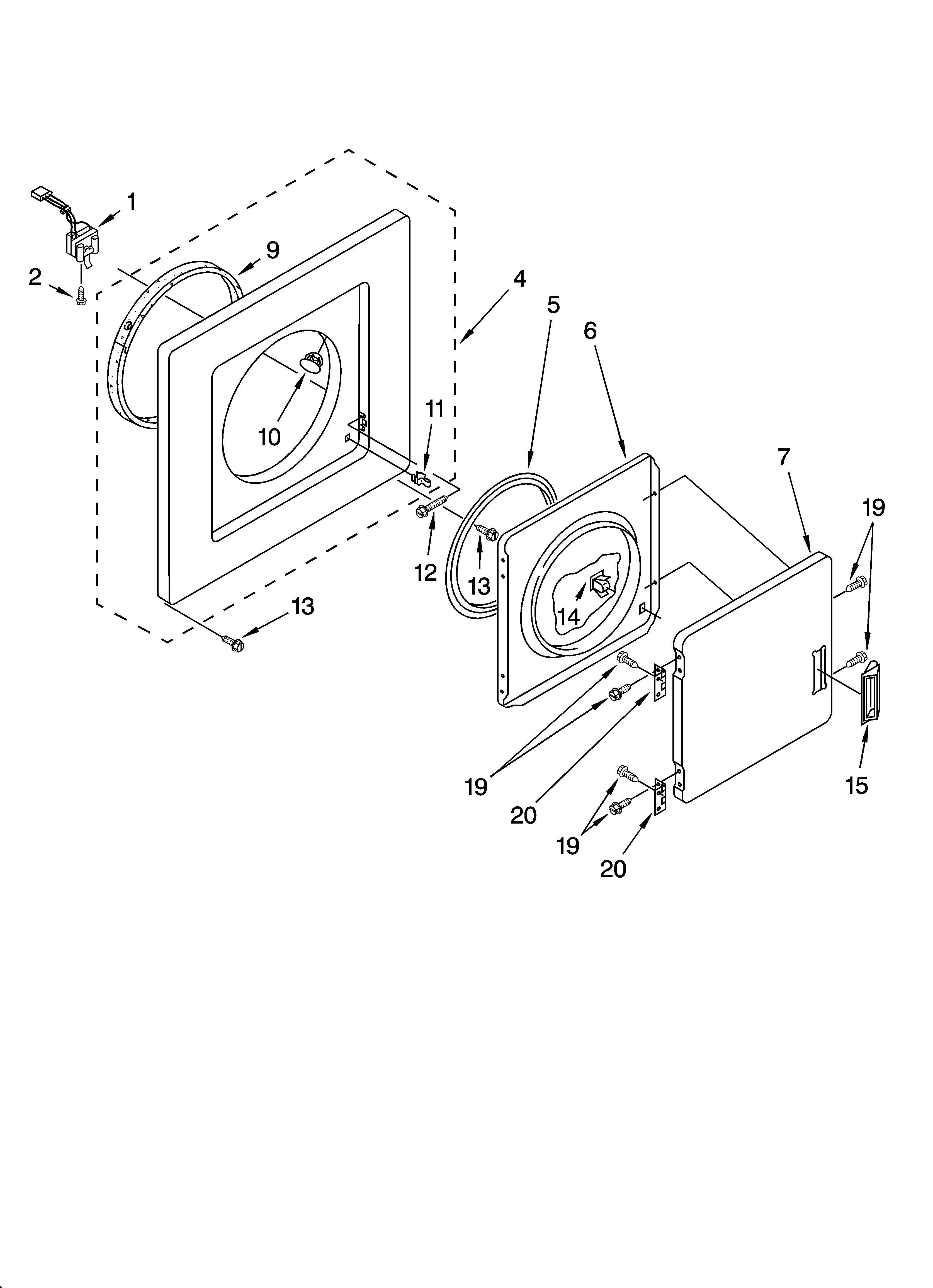 Dryer front panel and door parts