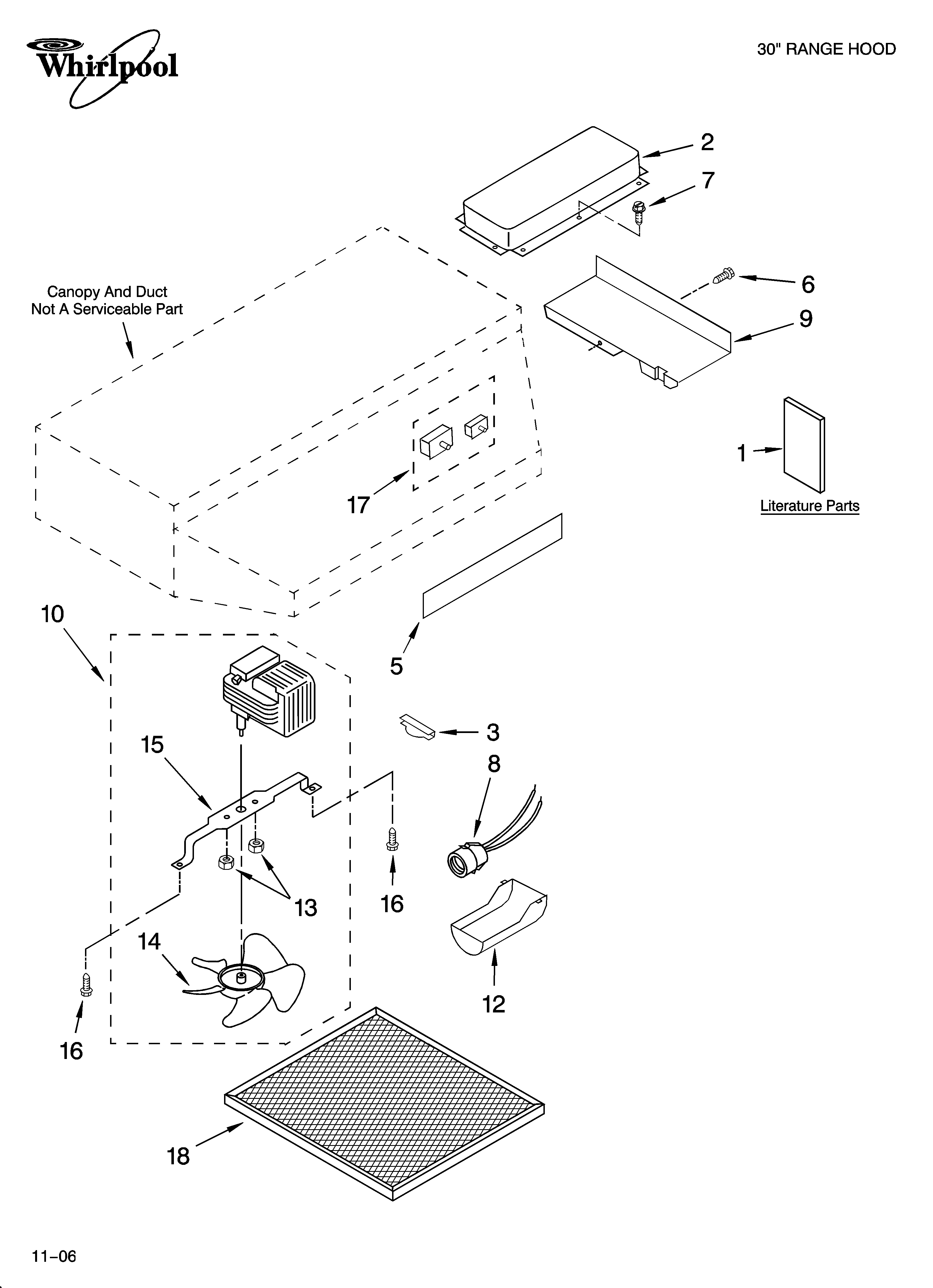 Range hood parts
