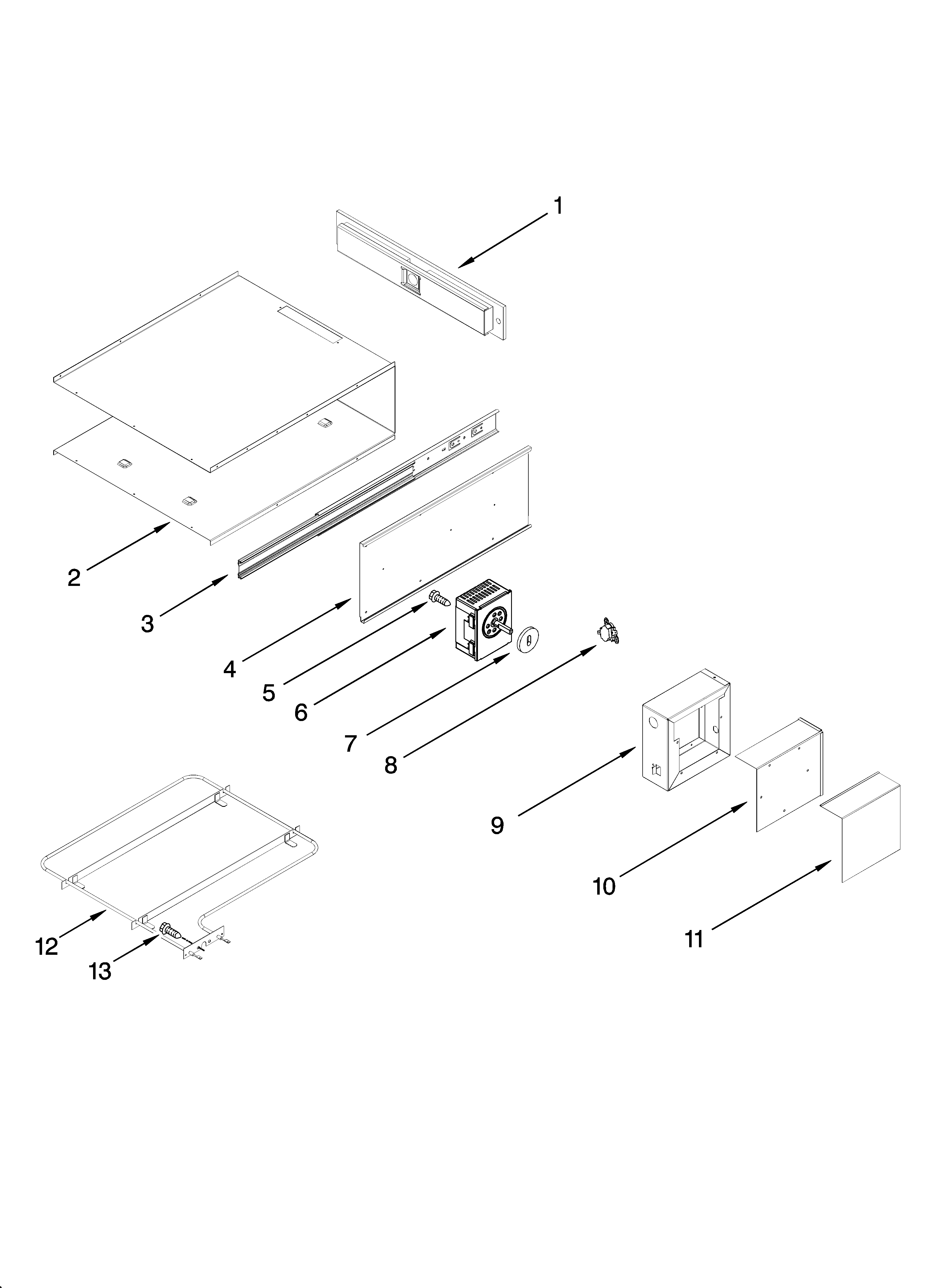 Internal warming drawer parts