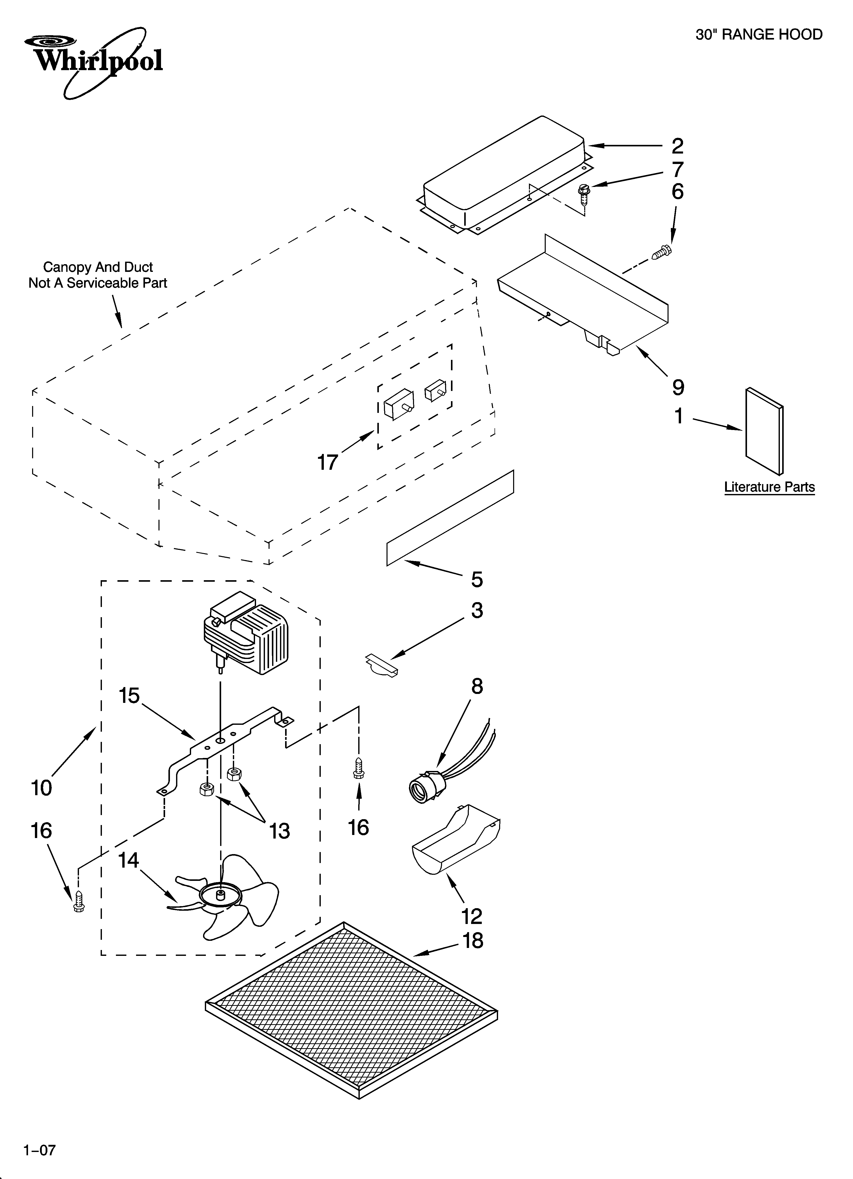 Range hood parts