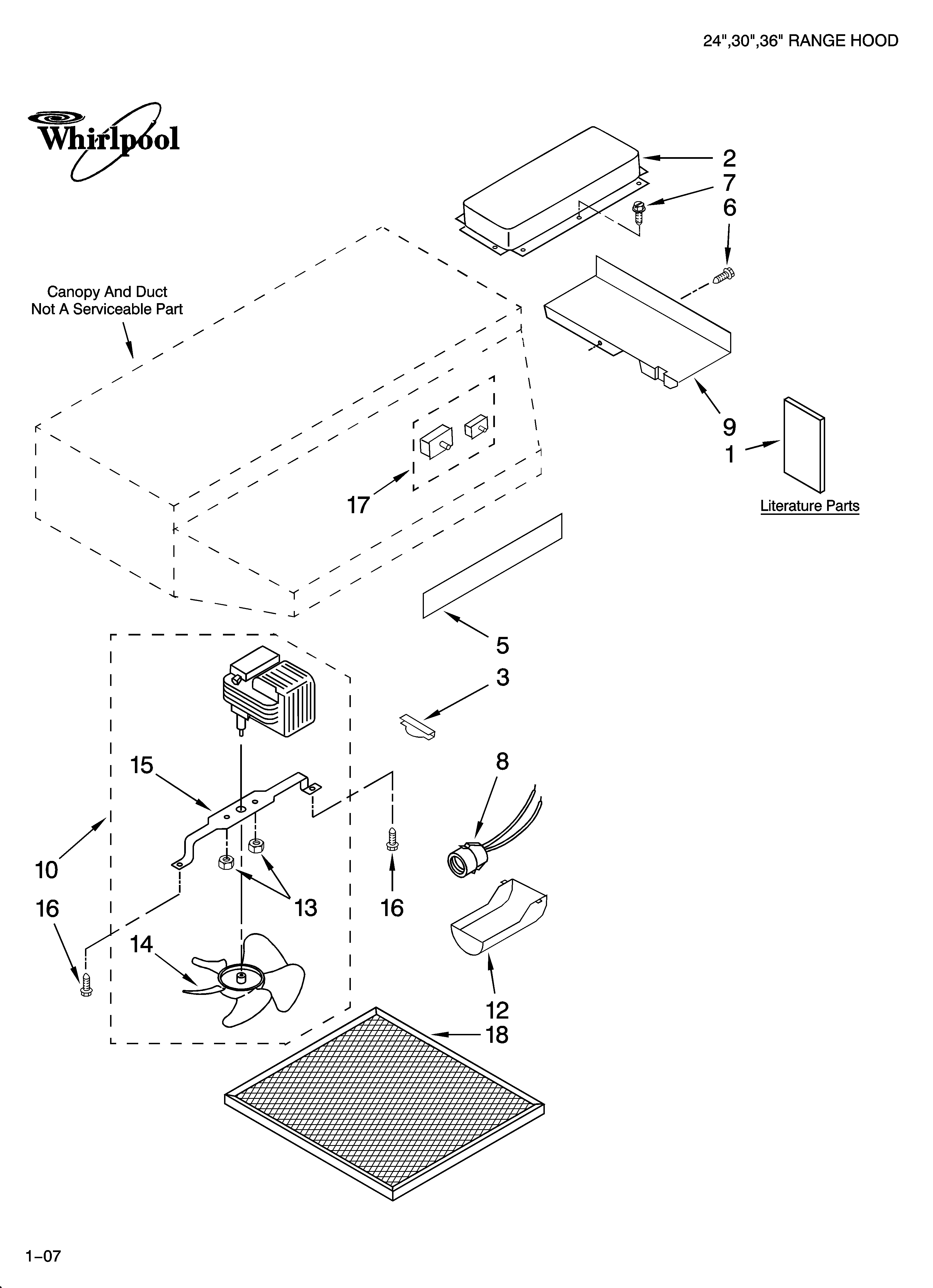 Range hood parts