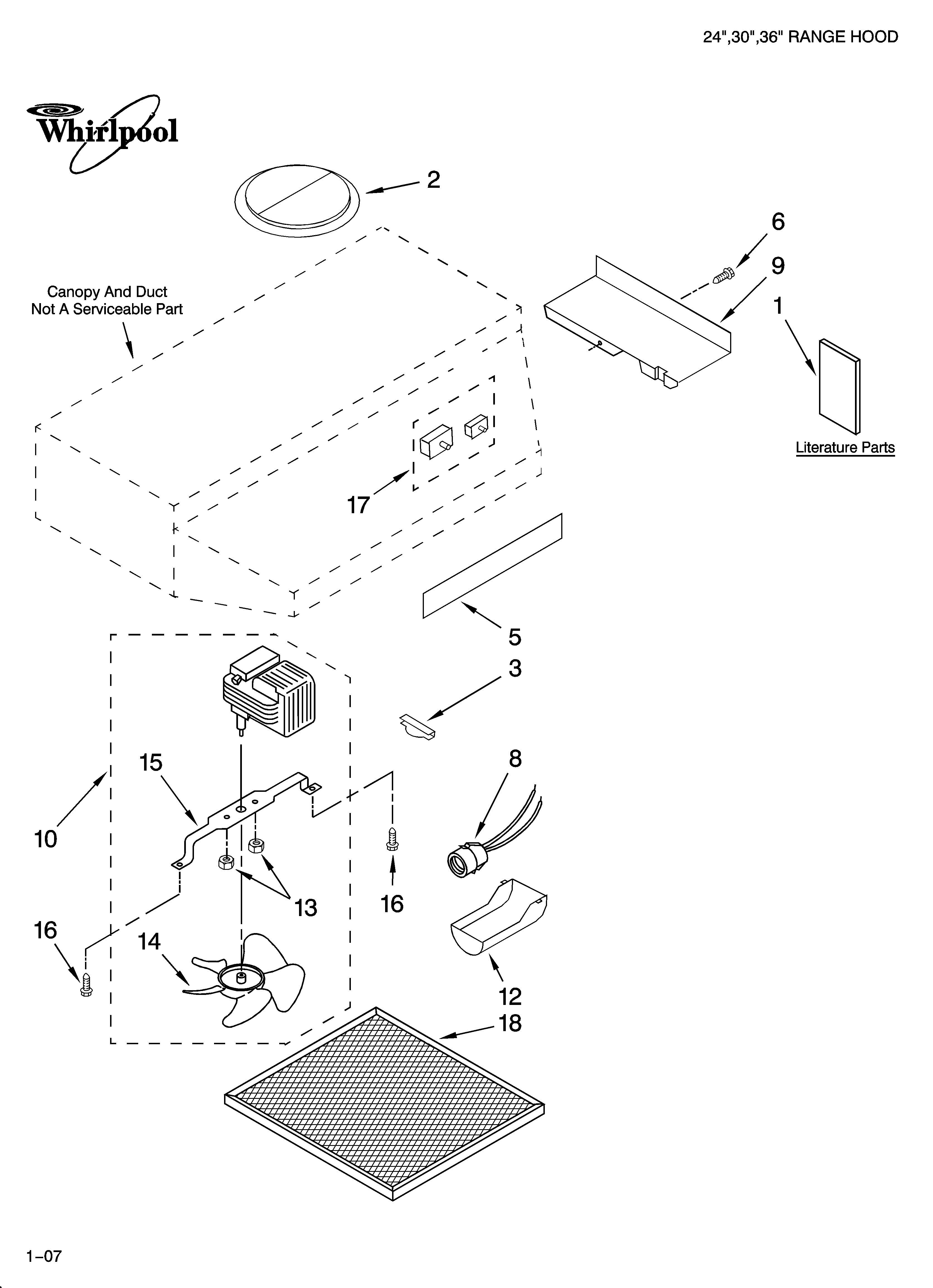 Range hood parts