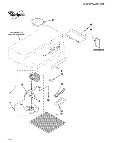 Range hood parts