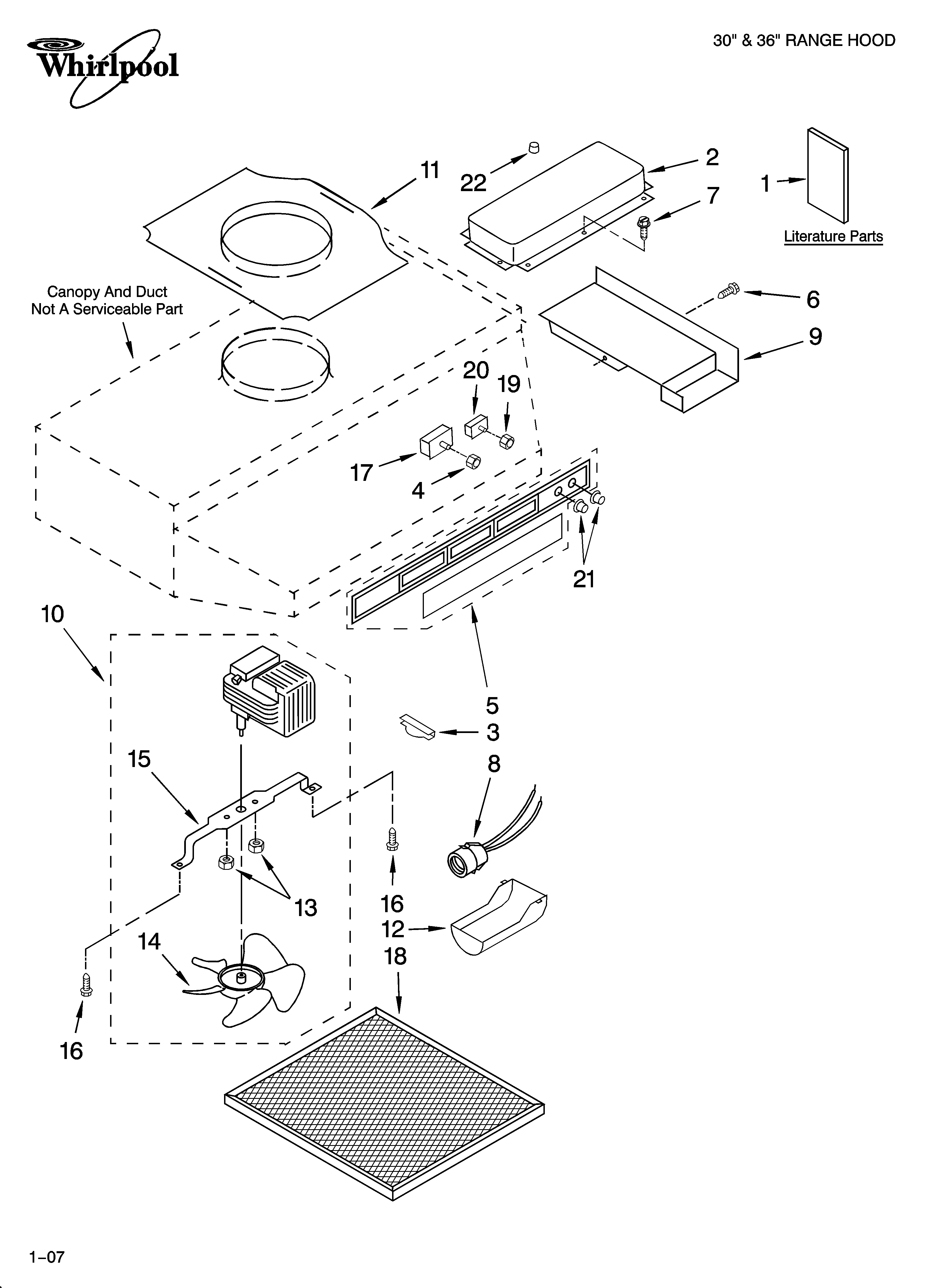 Range hood parts