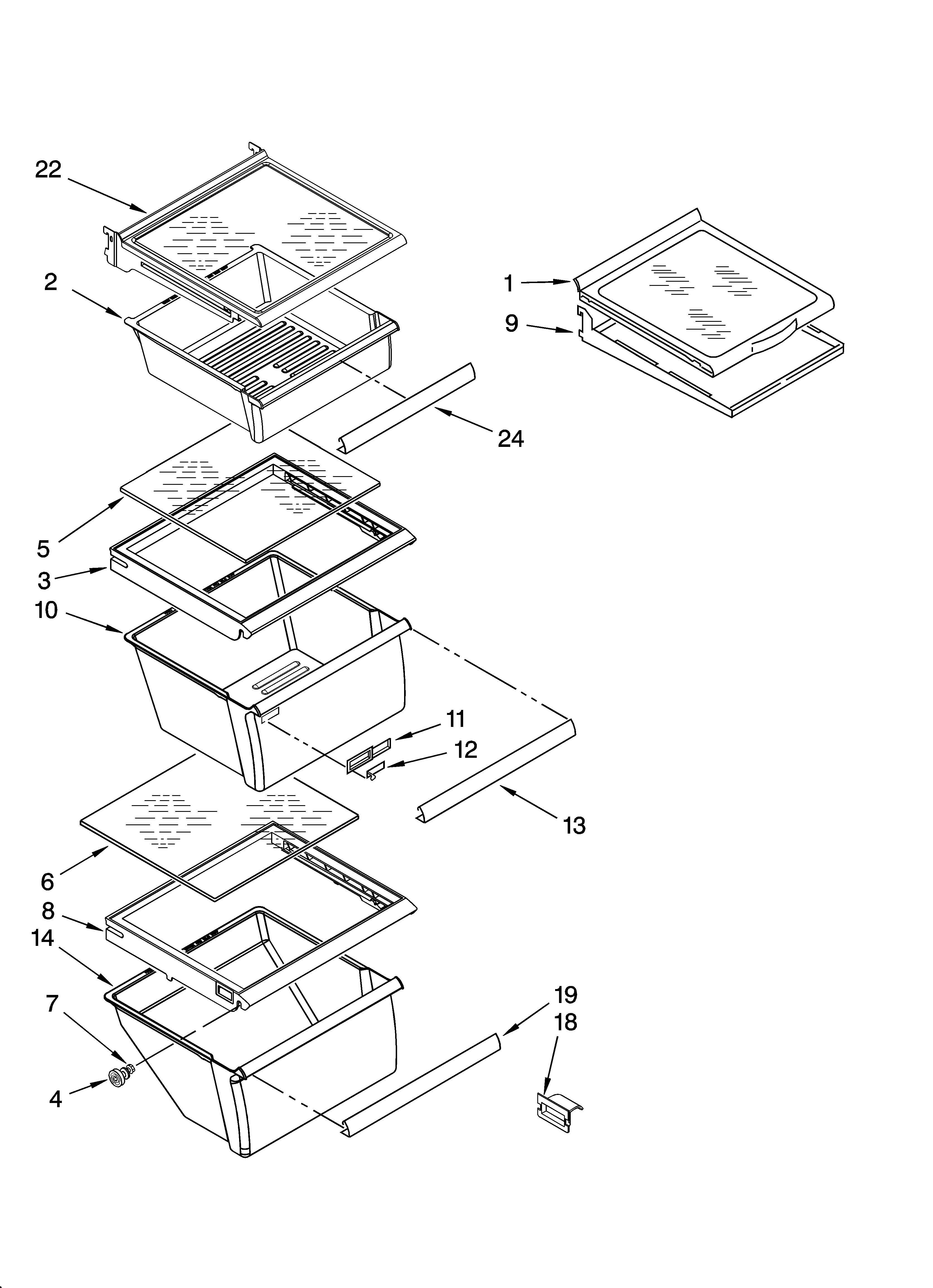 Refrigerator shelf parts
