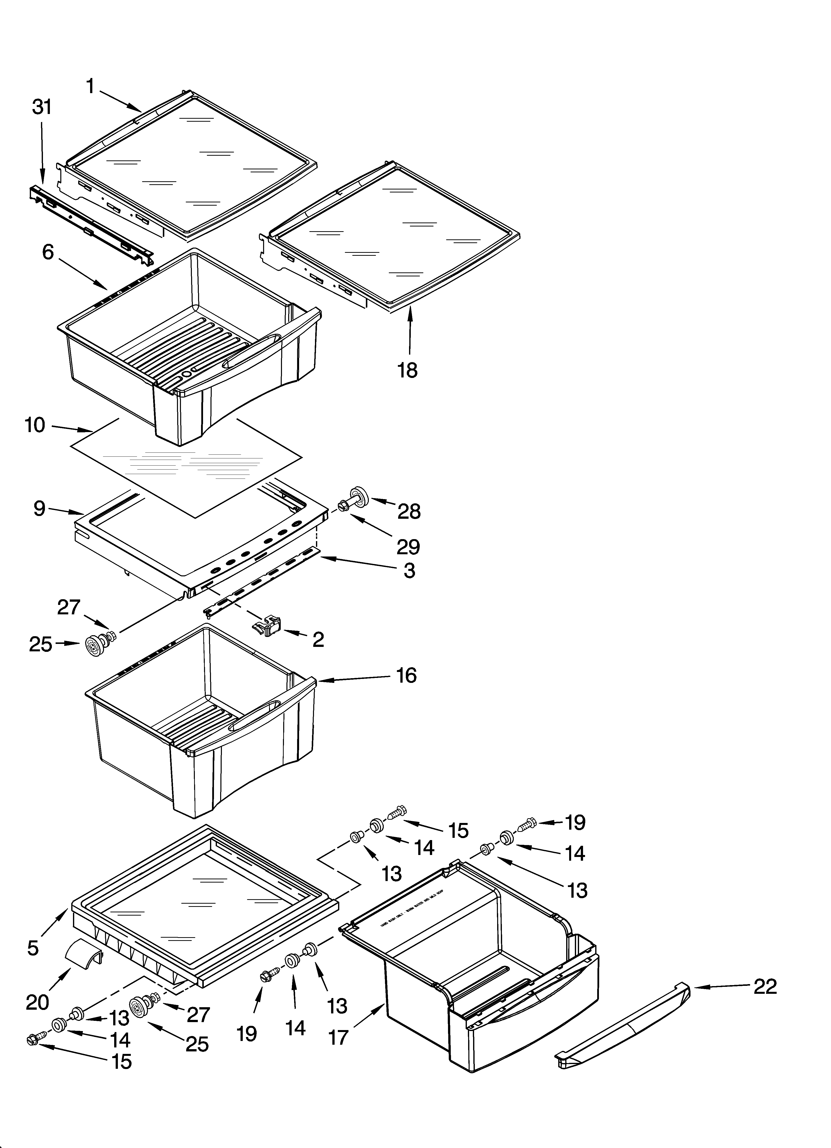 Refrigerator shelf parts