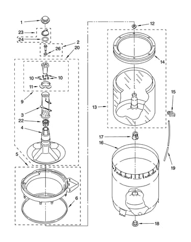 Agitator, basket and tub parts