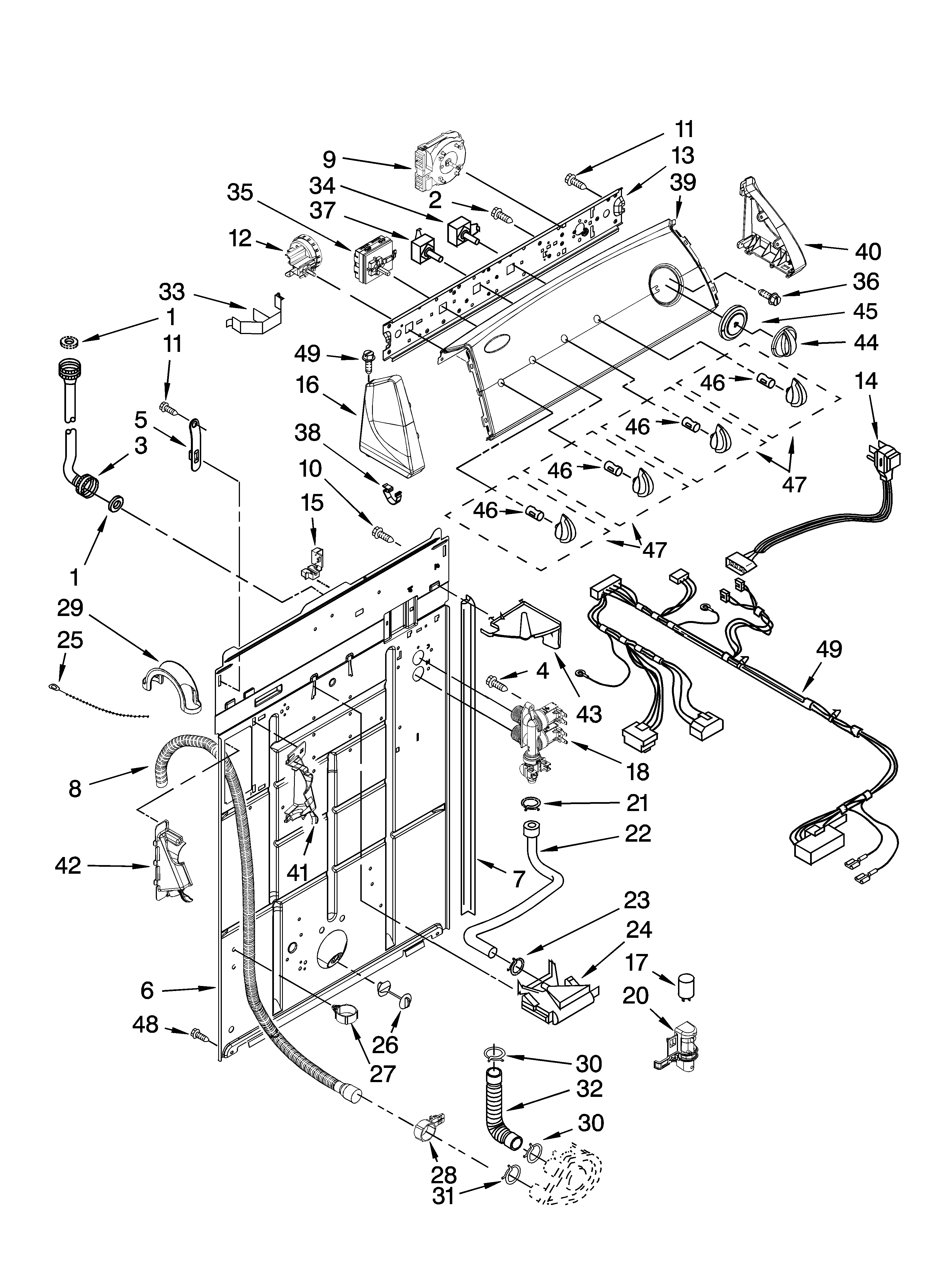 Controls and rear panel parts