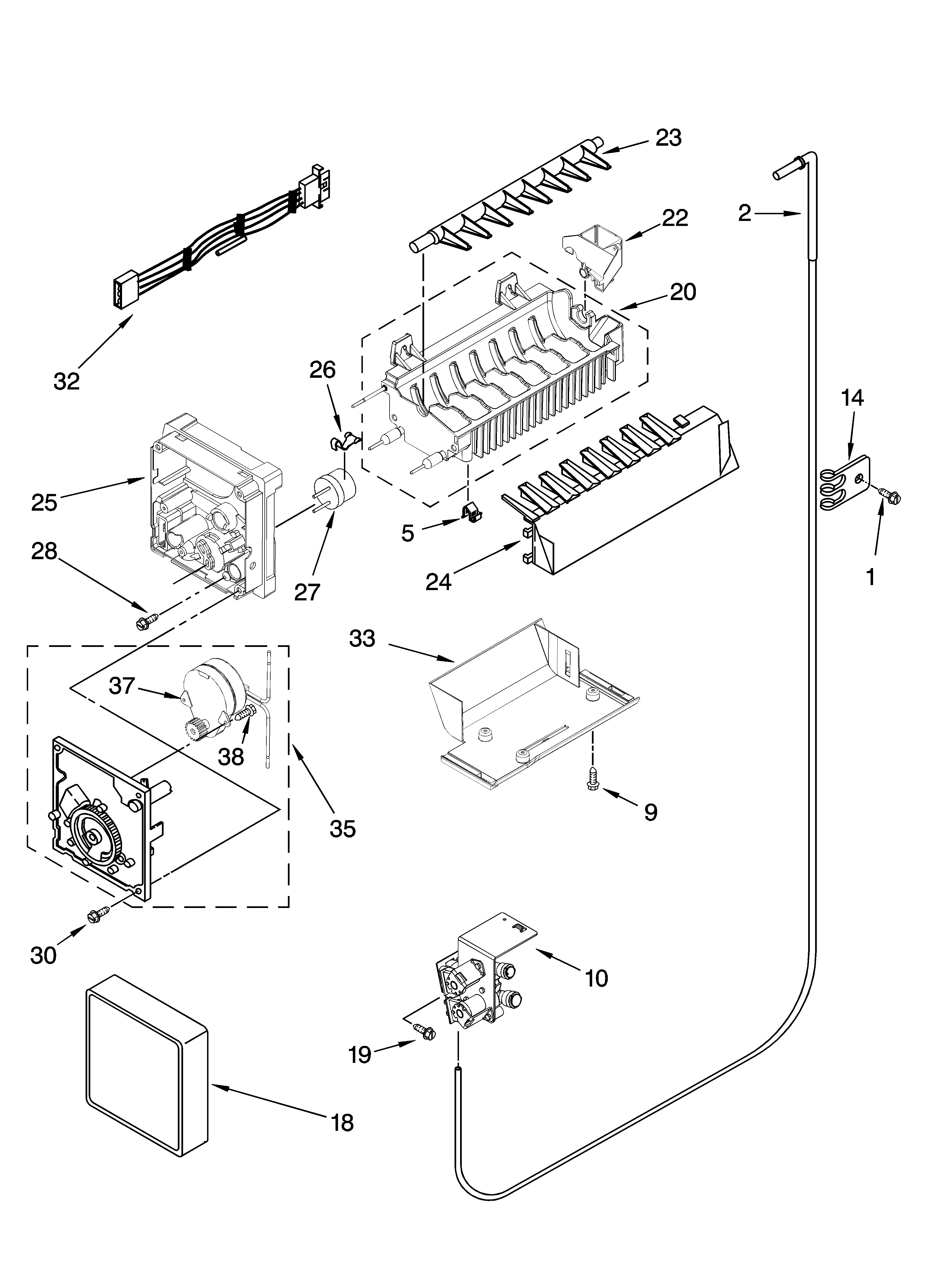 Icemaker parts, optional parts (not included)