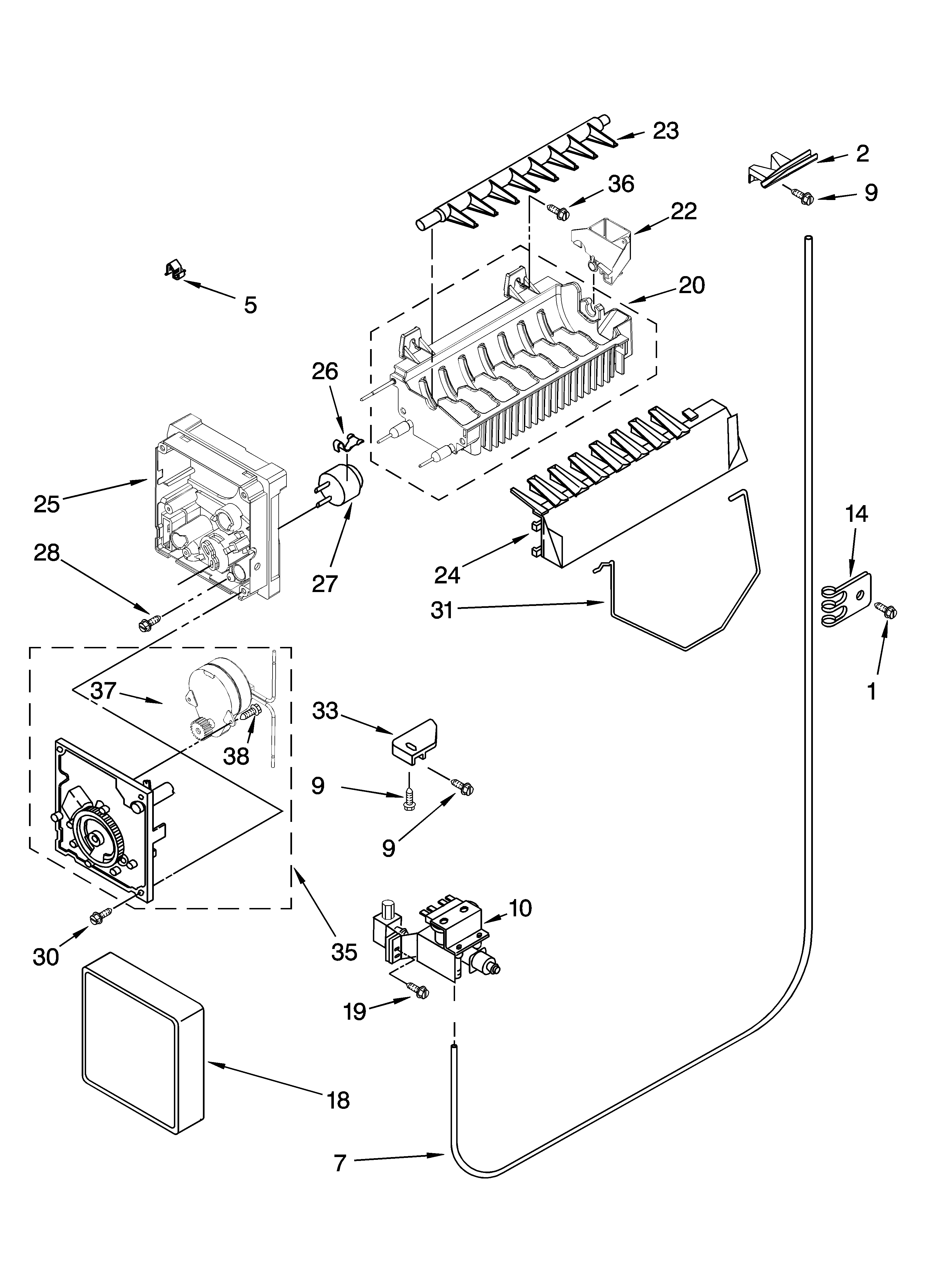 Icemaker parts, optional parts (not included)