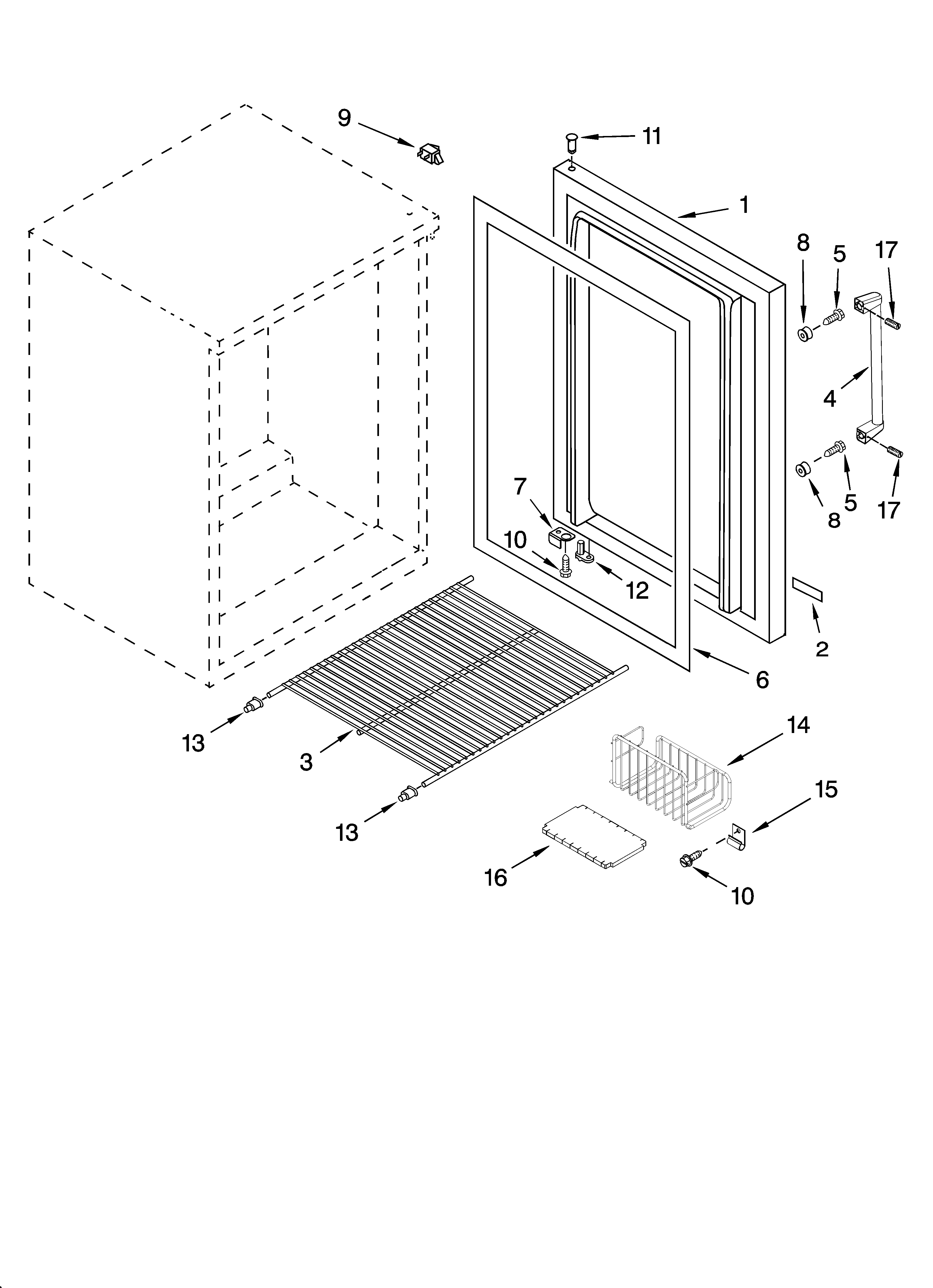 Door and shelf parts