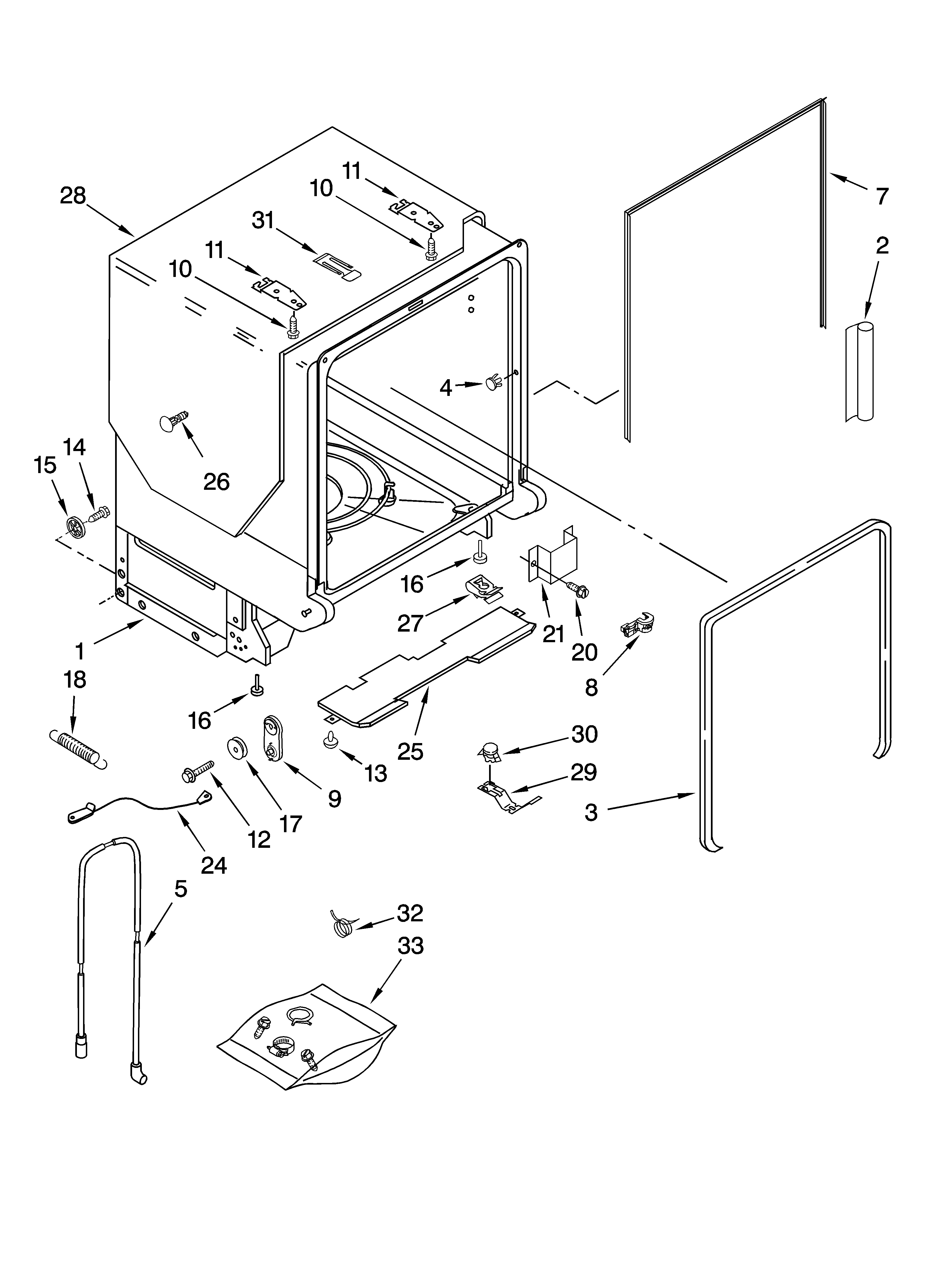 Tub and frame parts