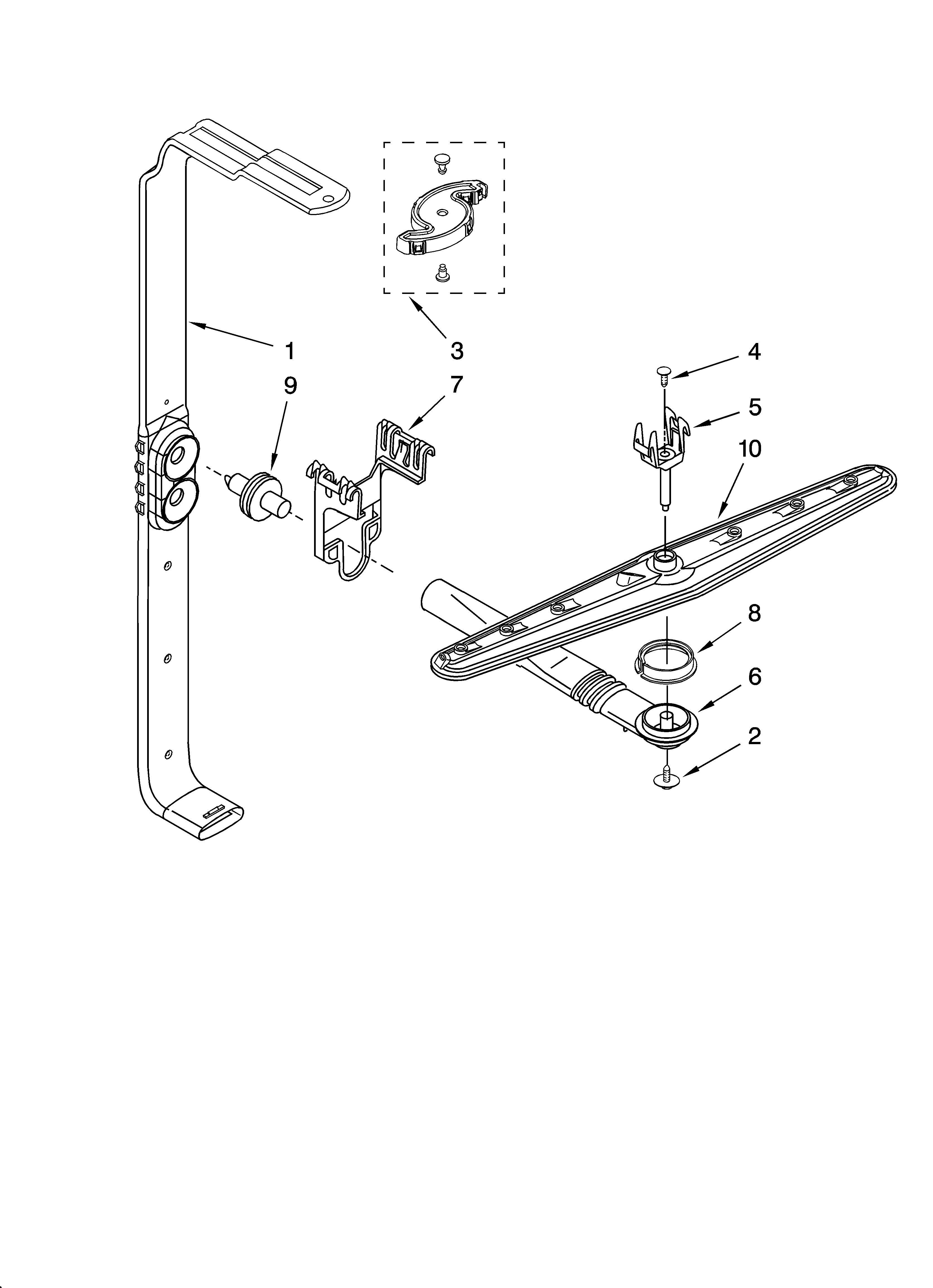 Upper wash and rinse parts