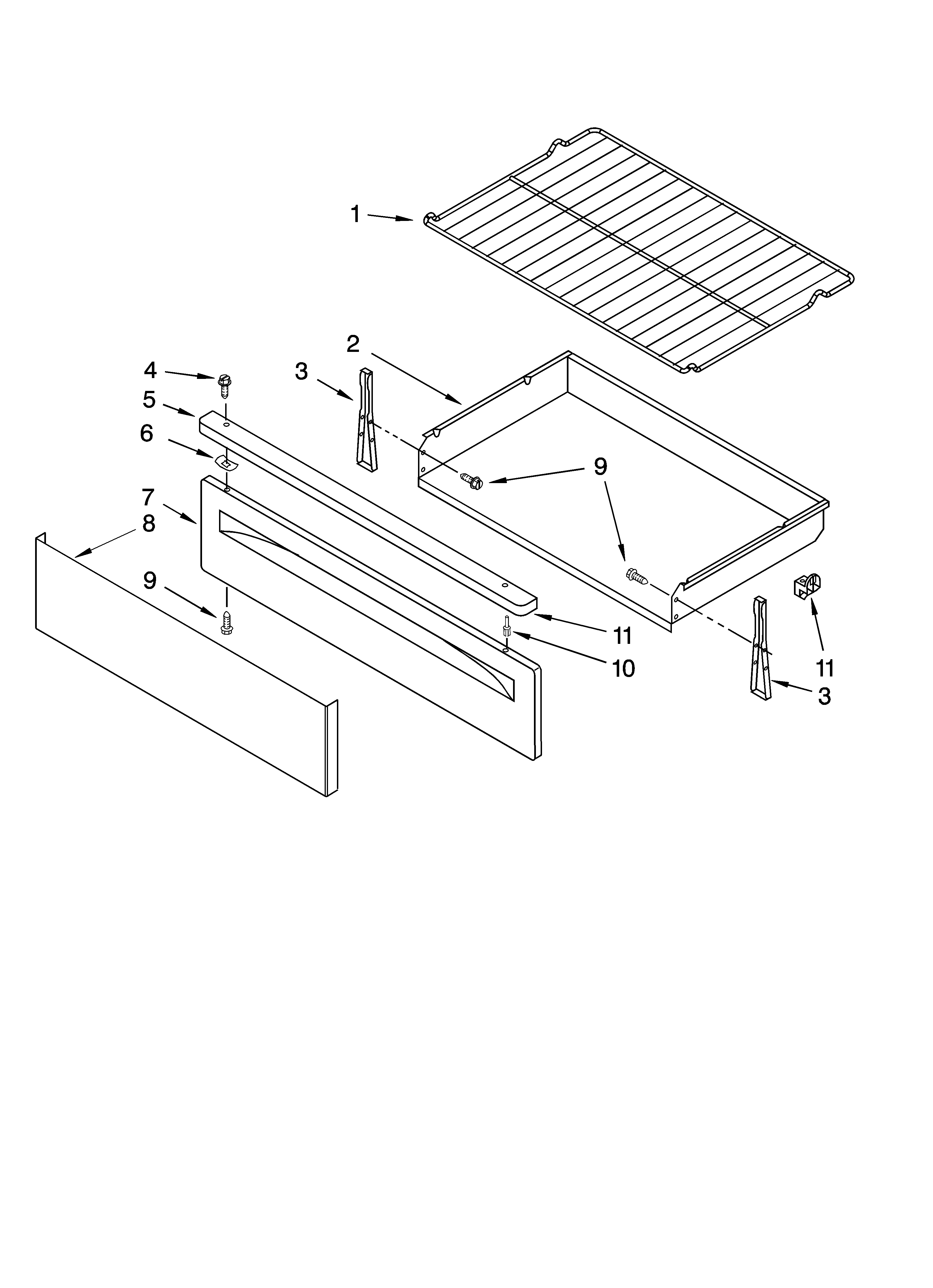Drawer & broiler parts, optional parts